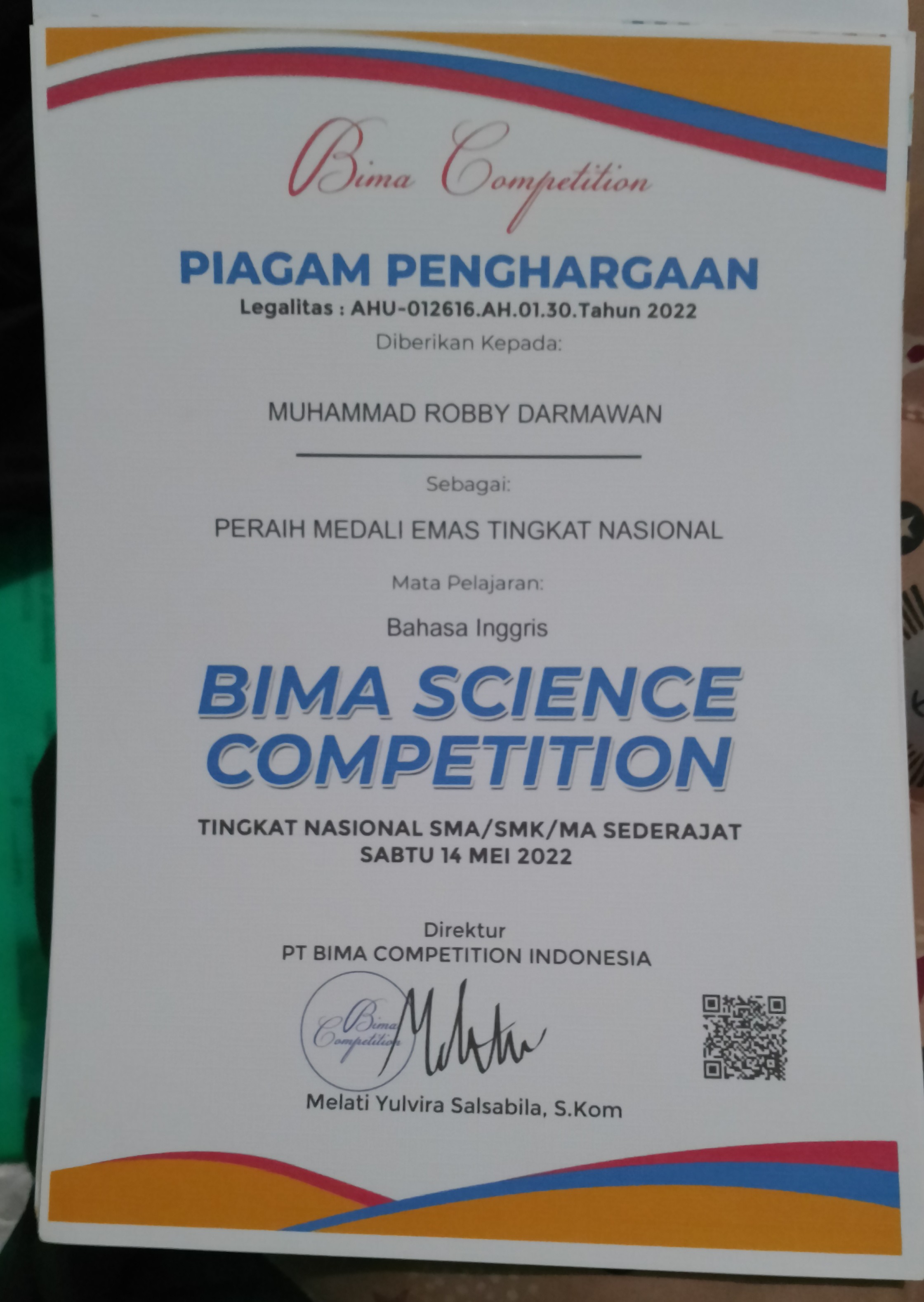 BIMA SCIENCE COMPETITION