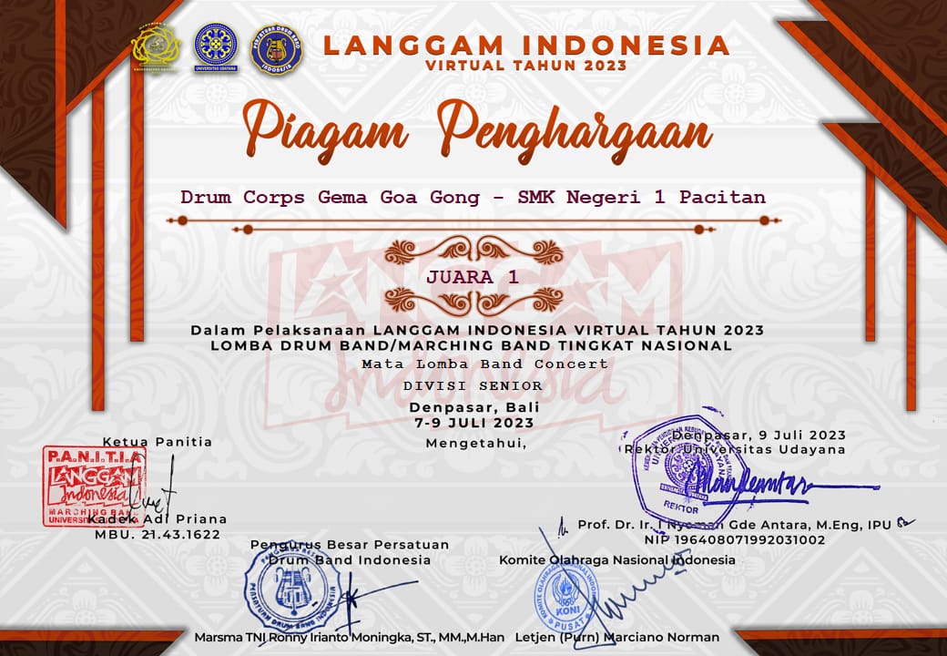 Langgam Indonesia Virtual Tahun 2023 Lomba Drum Band/Marching Band Tingkat Nasional - Mata Lomba Band Concert DIVISI SENIOR