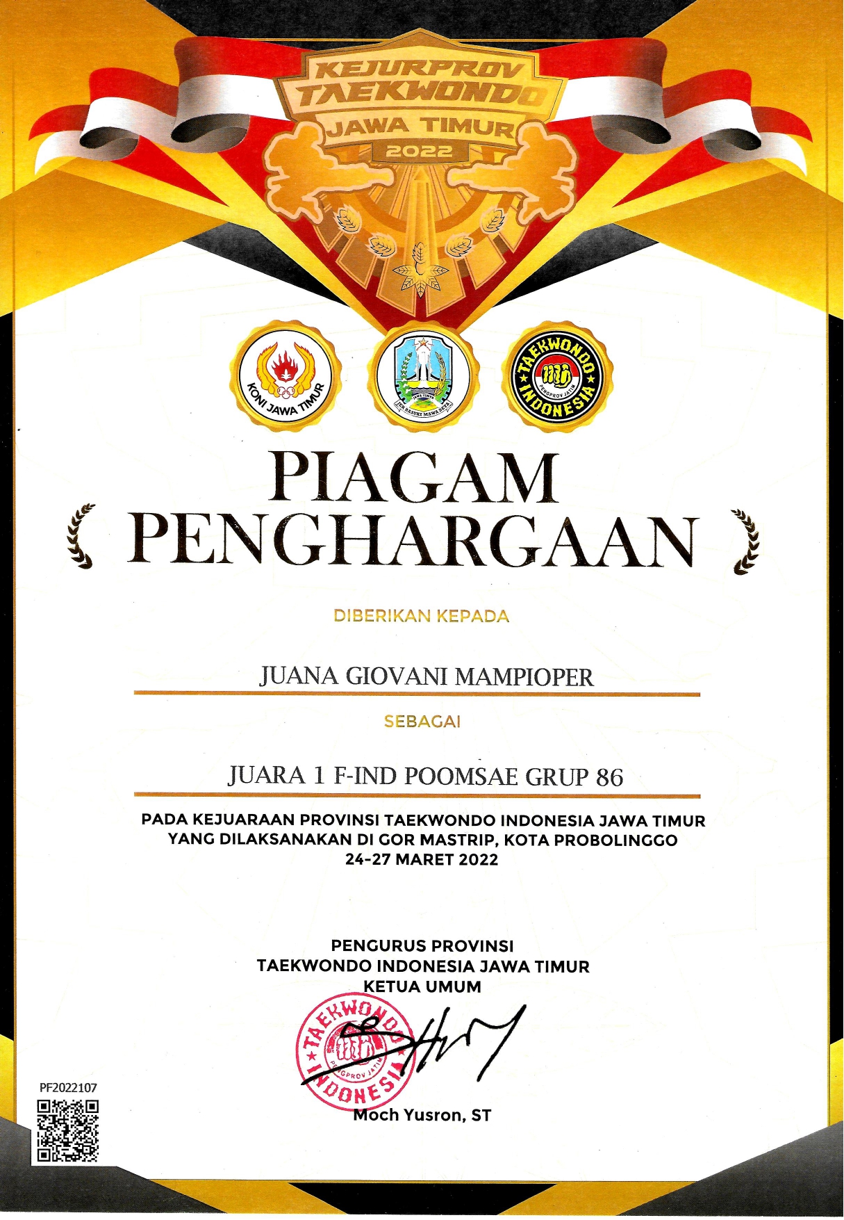 KEJUARAAN PROVINSI TAEKWONDO INDONESIA JAWA TIMUR