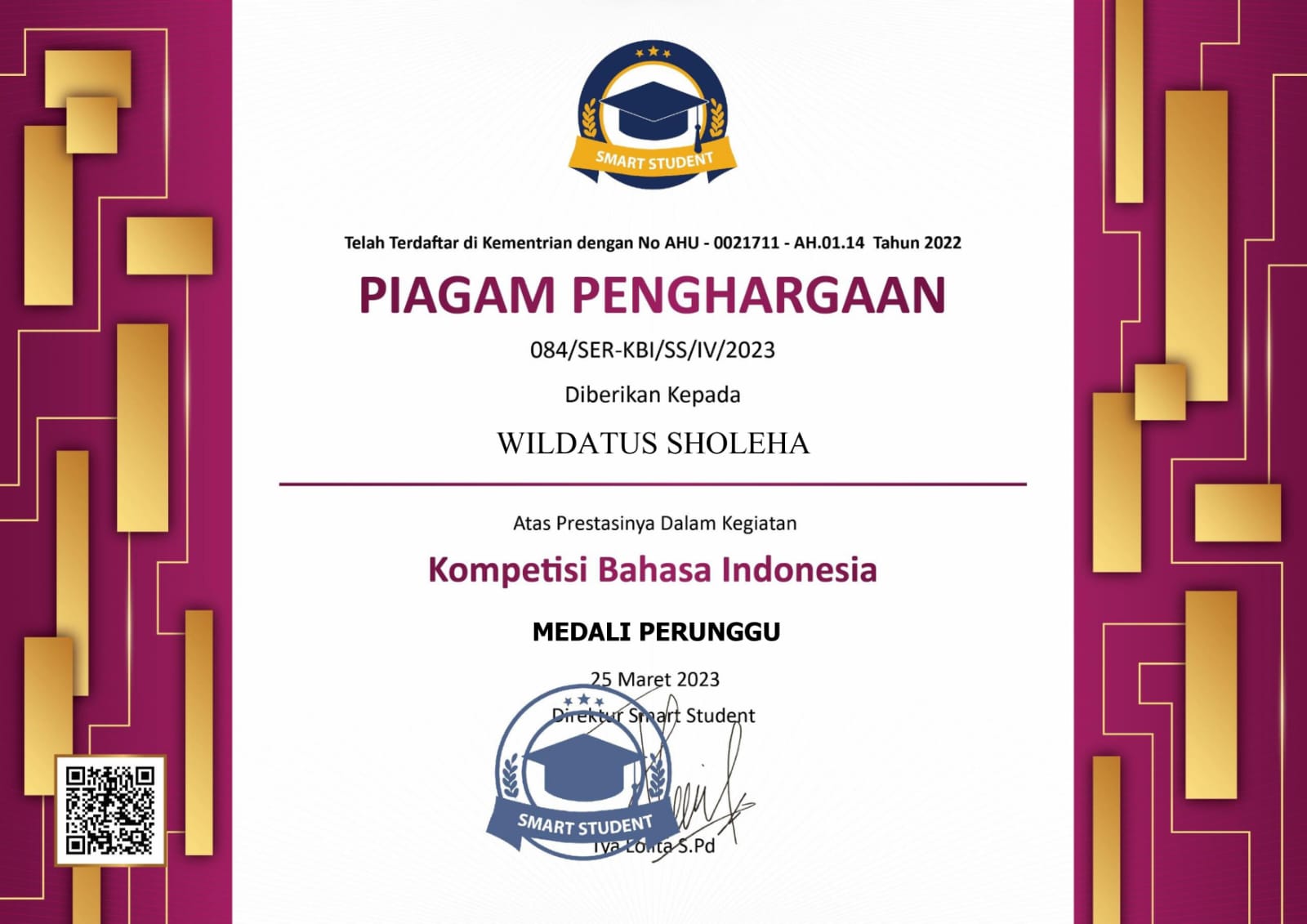 MEDALI PERUNGGU OLIMPIADE BAHASA INDONESIA NASIONAL 