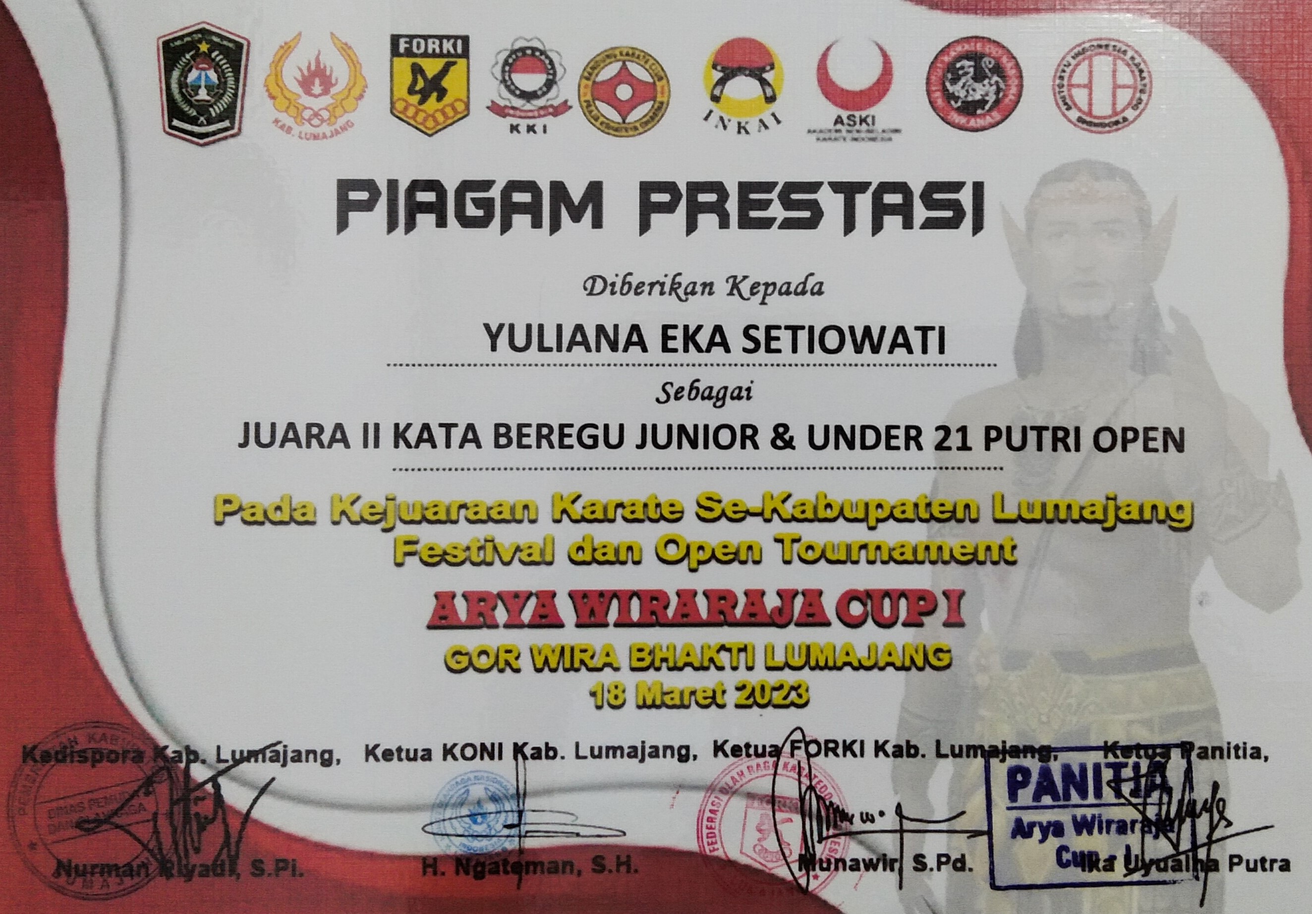 Kejuaraan Karate Se- Kab. Lumajang Festival dan Open Tournament Arya Wiraraja Cup 1