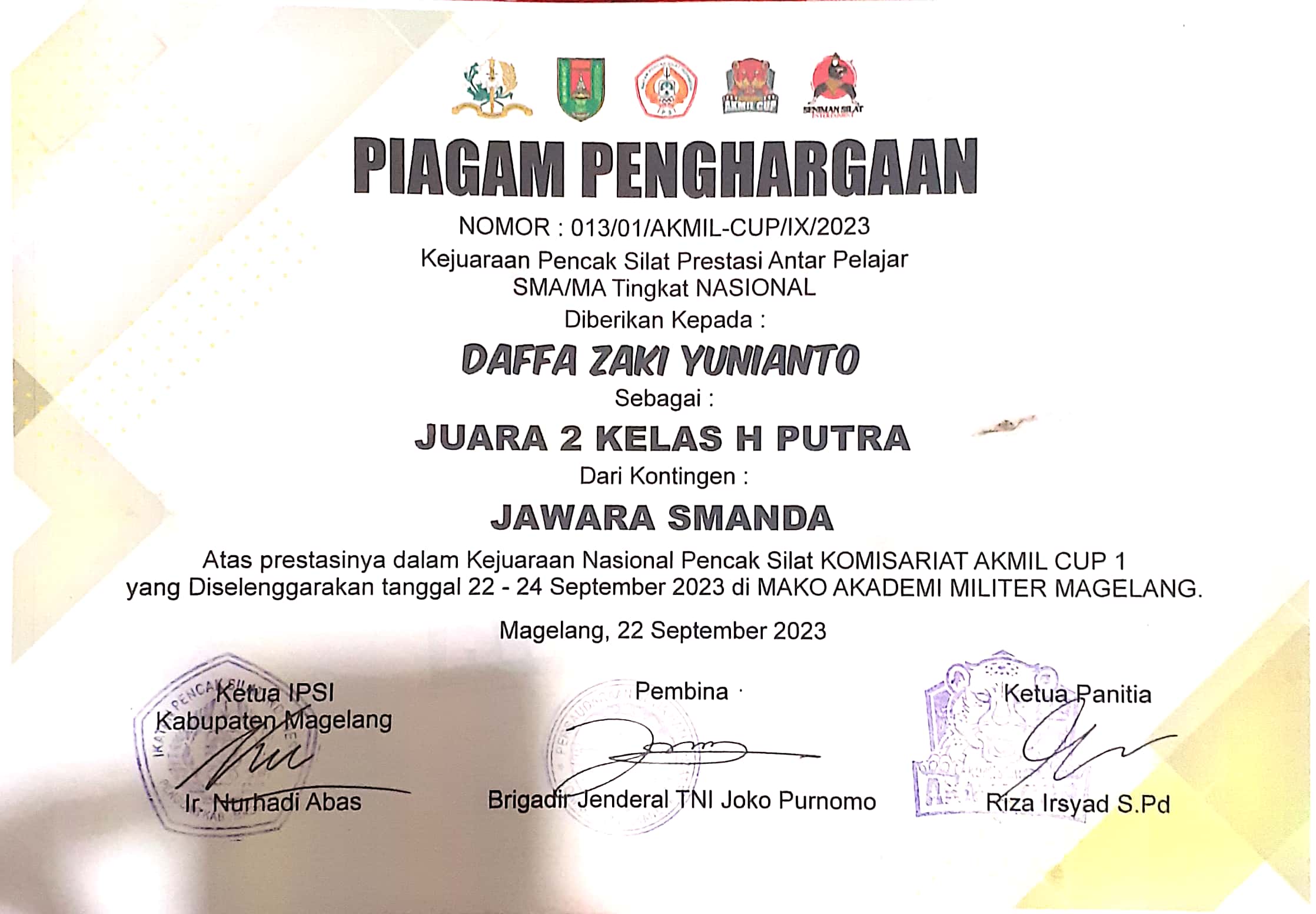 KEJUARAAN NASIONAL PENCAK SILAT KOMISARIAT AKMIL CUP 1 2023