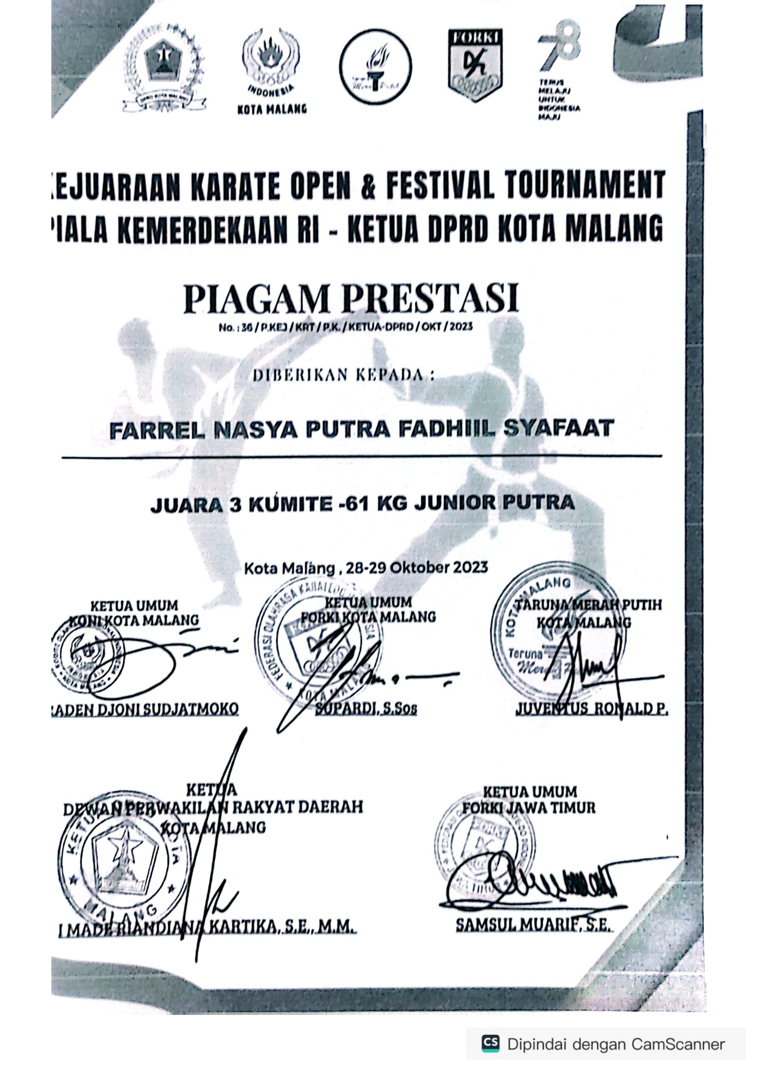 Kejuaraan Karate Open & Festival Tournament Piala Kemerdekaan RI