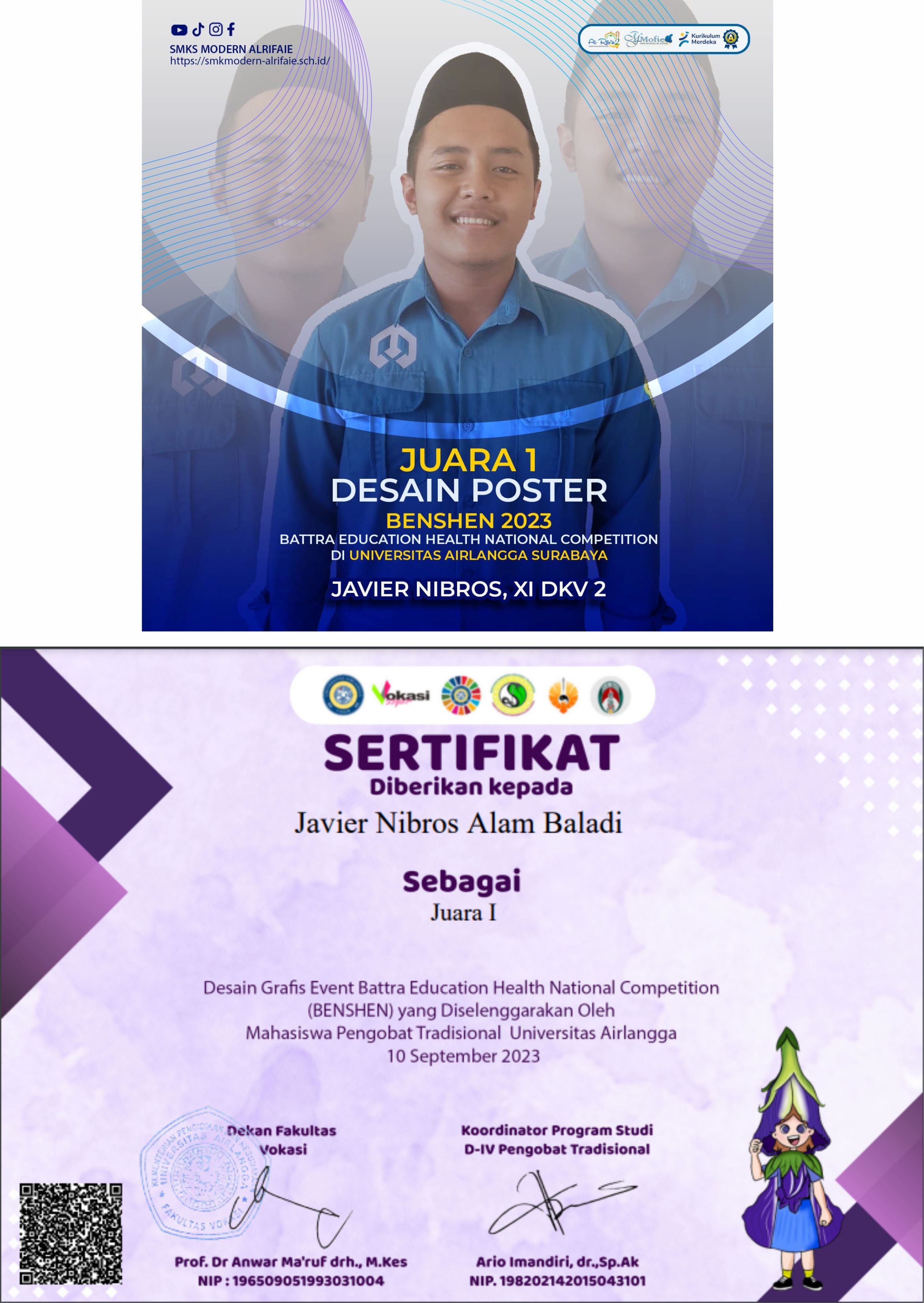 Juara 1 Lomba Desain Poster Tingkat Nasional Battra Education Health National Competition (BENSHEN) d Universitas Airlangga Surabaya