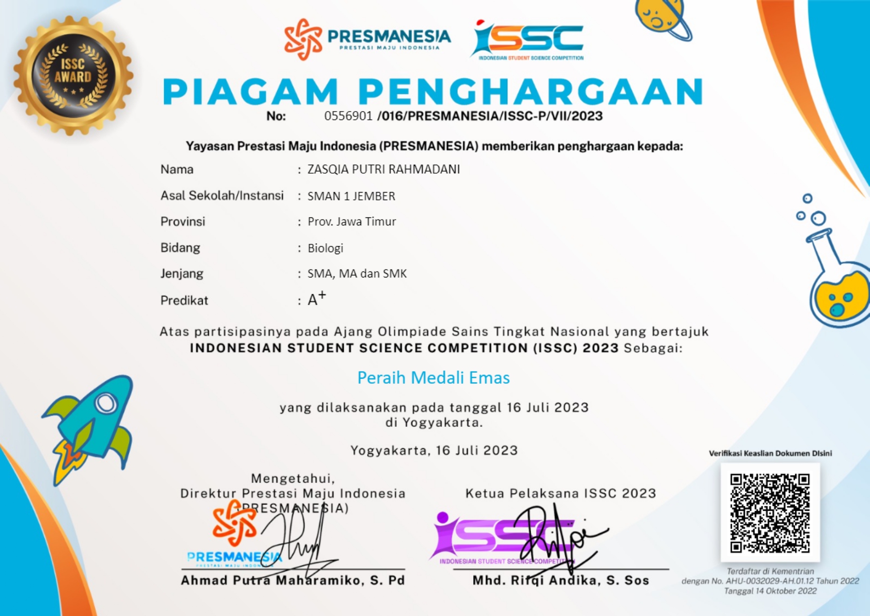 Indonesian Student Science Competition (ISSC) Bidang Biologi