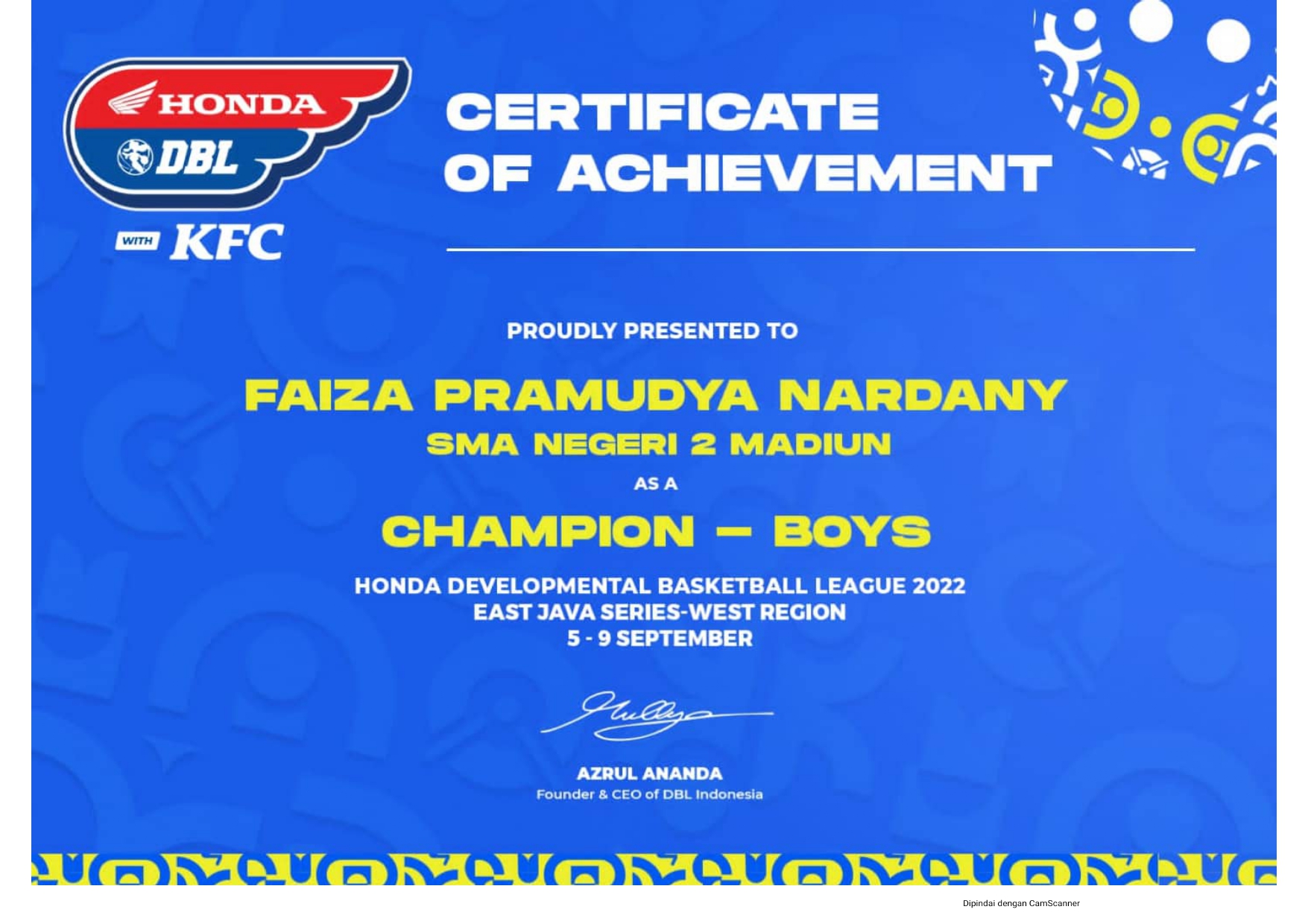 HONDA DEVELOPMENTAL BASKETBALL LEAGUE 2022 EAST JAVA SERIES WEST REGION