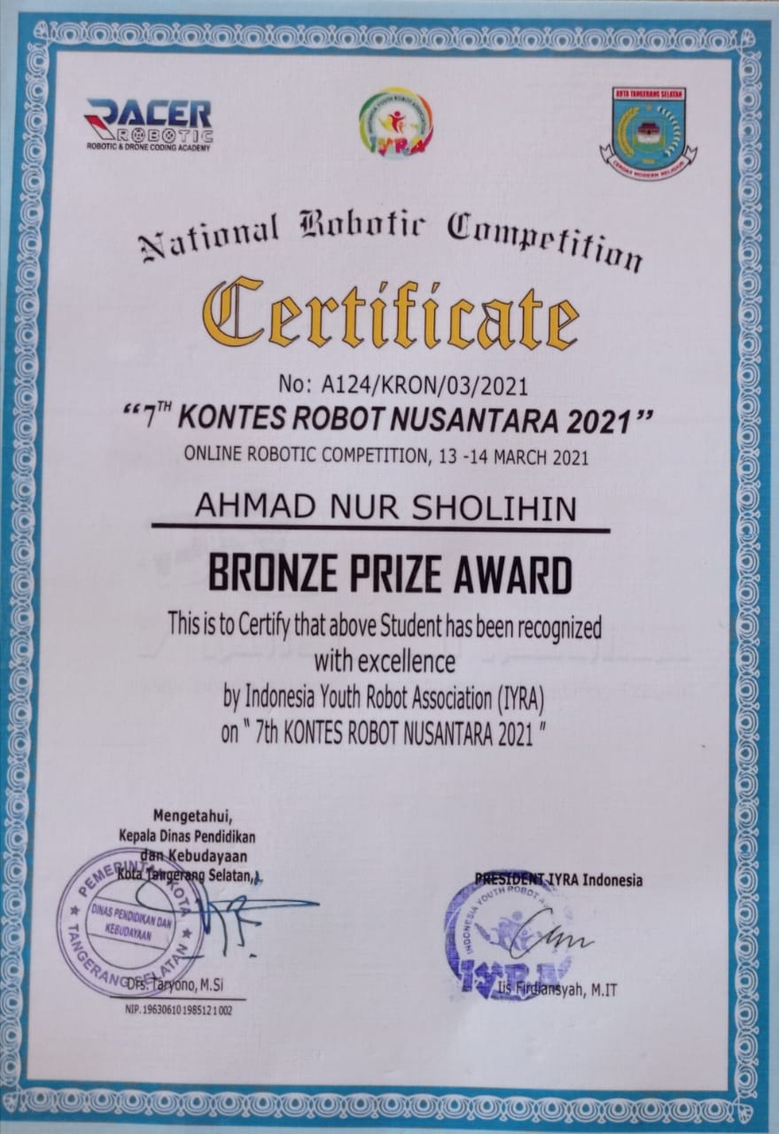 Bronze medal 7th Kontes Robot Nusantara 2021