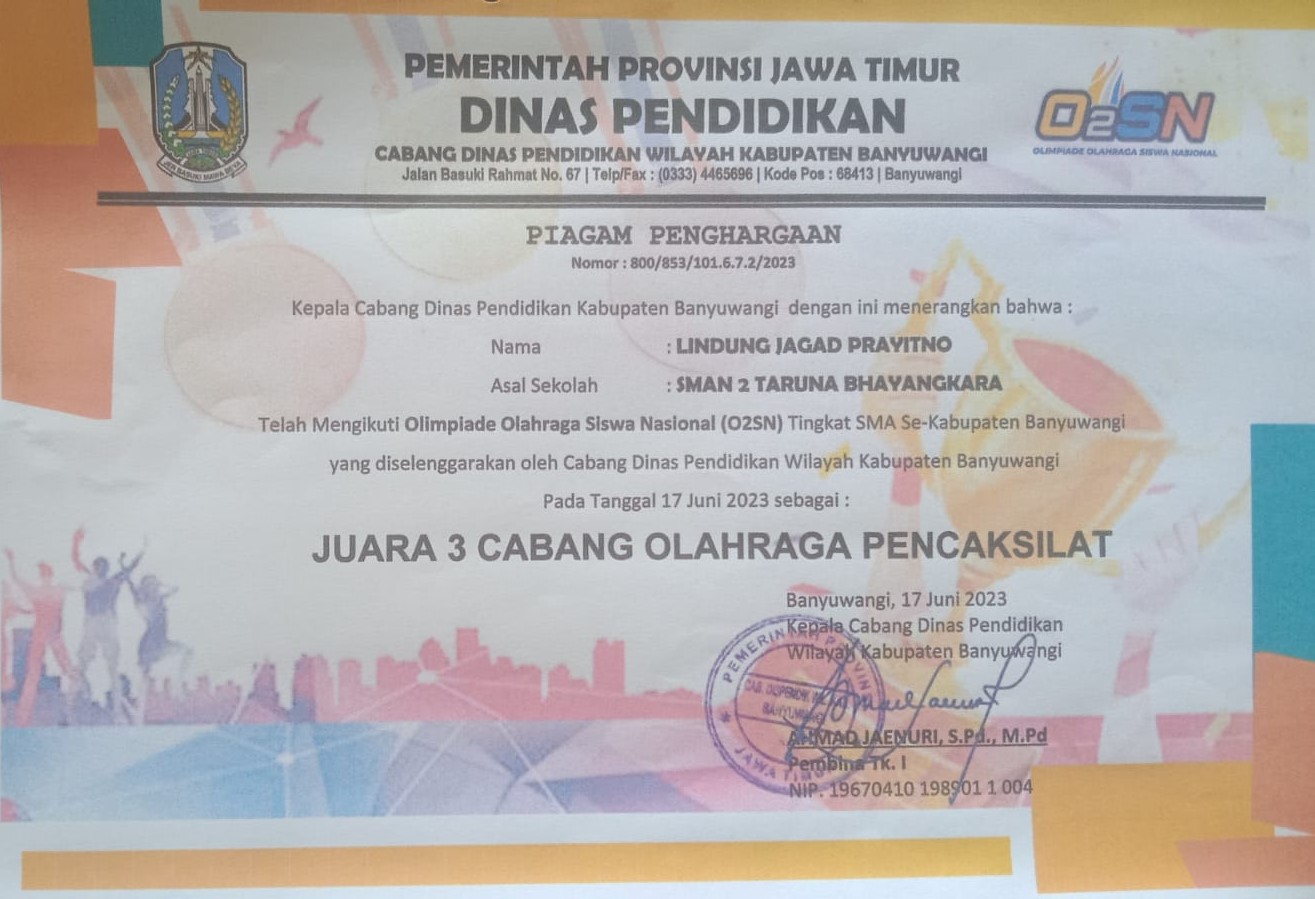 OLIMPIADE OLAHRAGA SISWA NASIONAL (O2SN) TINGKAT SMA Se-KABUPATEN BANYUWANGI CABANG OLAHRAGA PENCAK SILAT