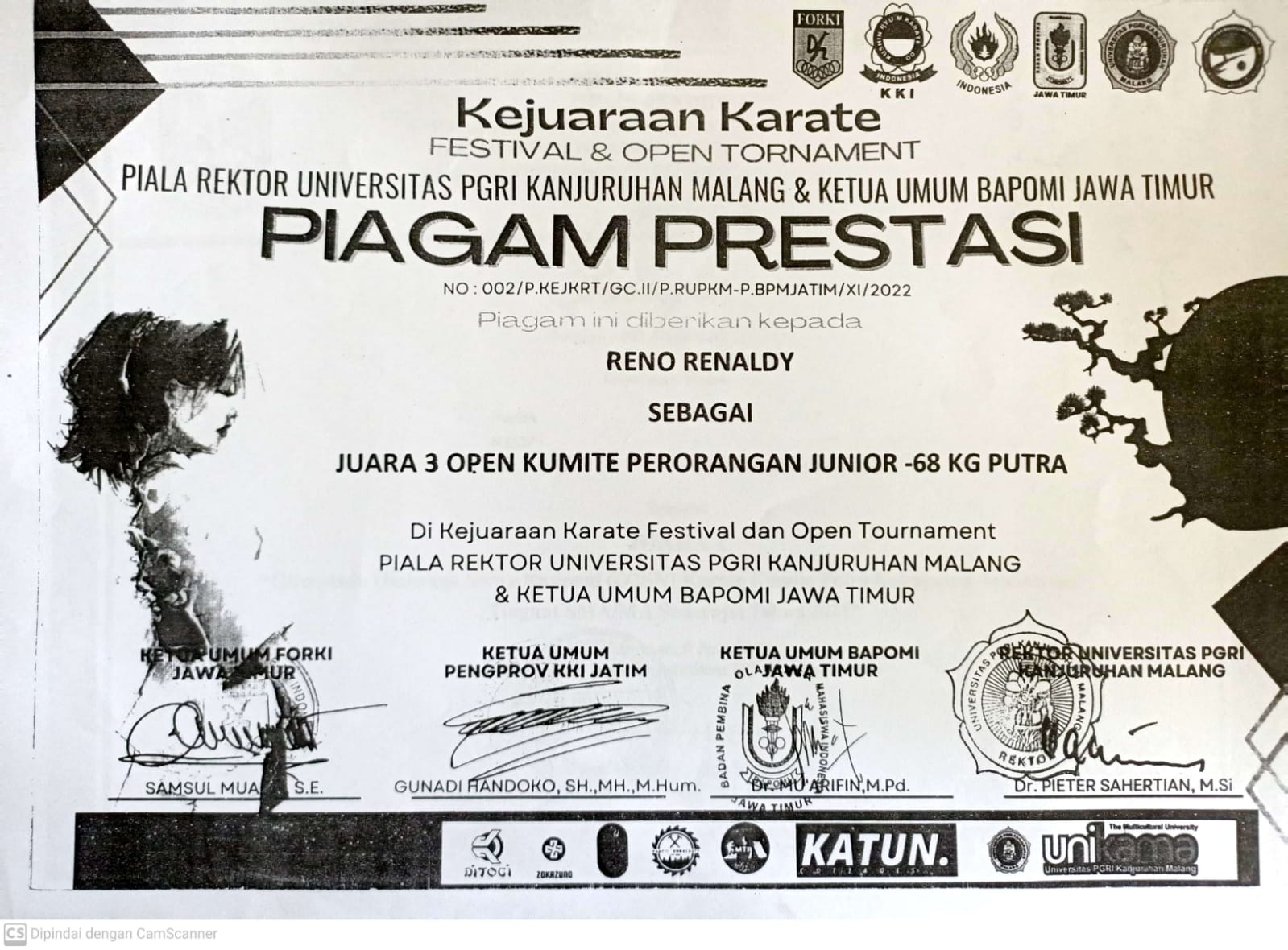 Open Kumite Perorangan junior -68 Kg Putra