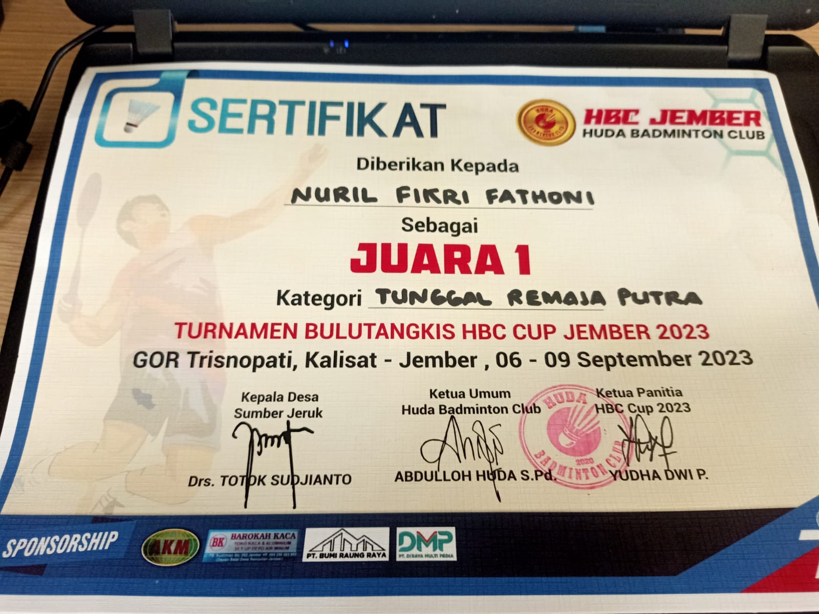 TURNAMEN BULU TANGKIS HBC CUP JEMBER 2023 TUNGGAL REMAJA PUTRA