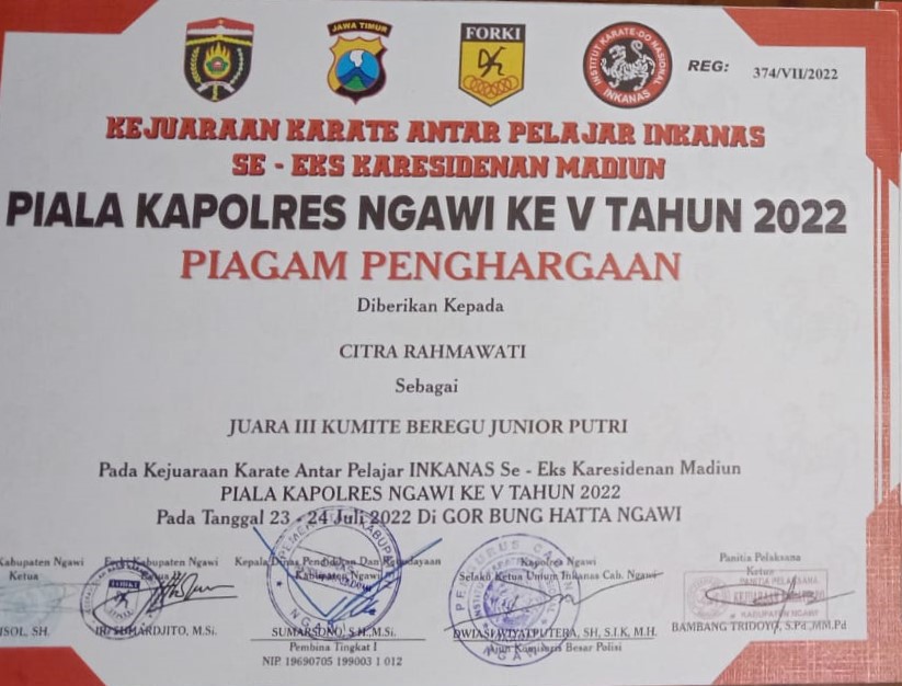 Piala Kapolres Ngawi - Kejuaraan Karate Antar Pelajar Inkanas 