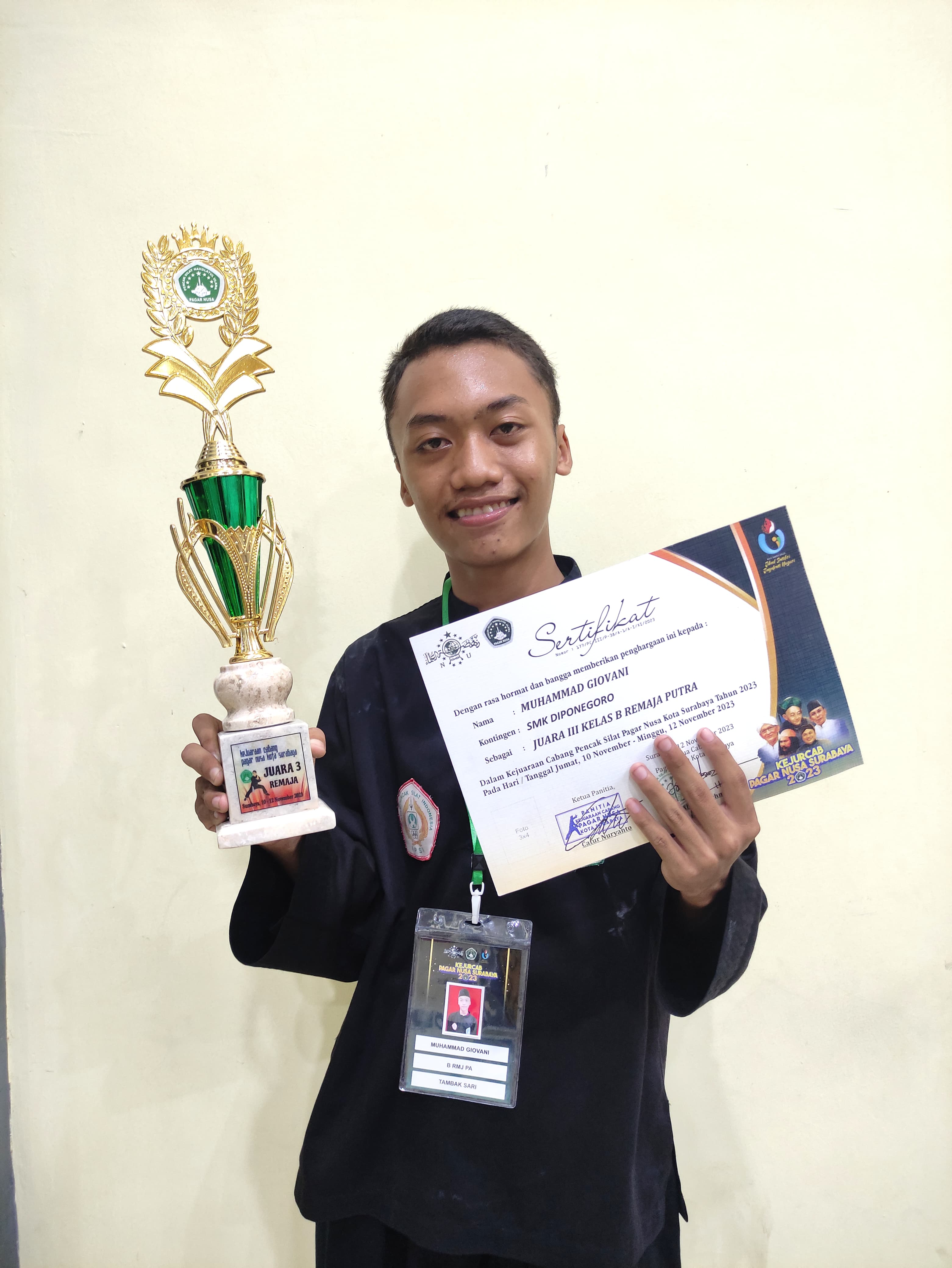 Juara 3 Kejuaraan Cabang Pagar Nusa Kota Surabaya 