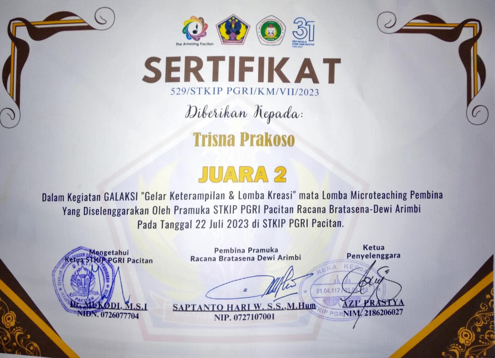 LOMBA MICROTEACHING PEMBINA PRAMUKA TINGKAT SMA/SMK/MA SE-KABUPATEN PACITAN