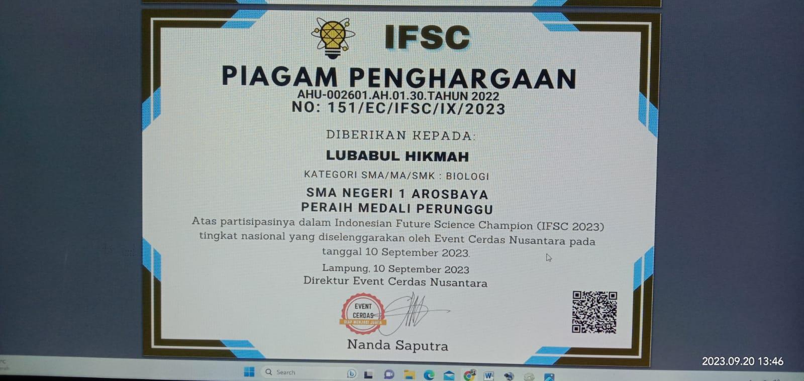 Indonesia Future science Champion ( IFSC) 2023