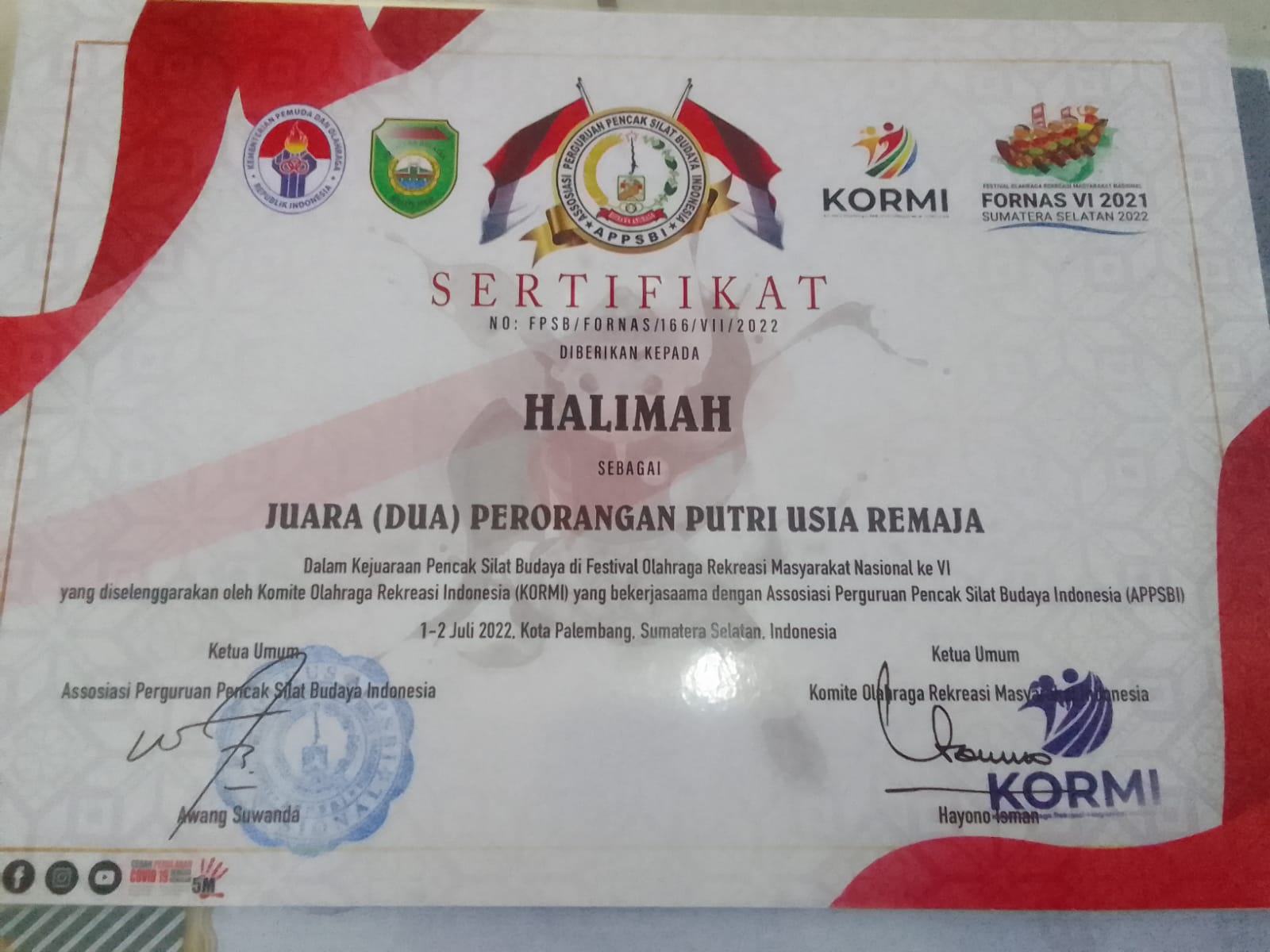 FORNAS VI PALEMBANG KATEGORI SOLO KREATIF