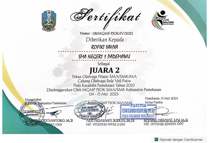 PIALA KACABDIN PAMEKASAN TAHUN 2023 CABANG OLAHRAGA BOLA VOLI PUTRA 
