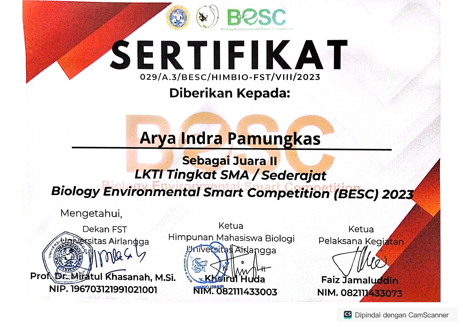 Lomba Karya Tulis Ilmiah Biology Environmental Smart Competition 2023