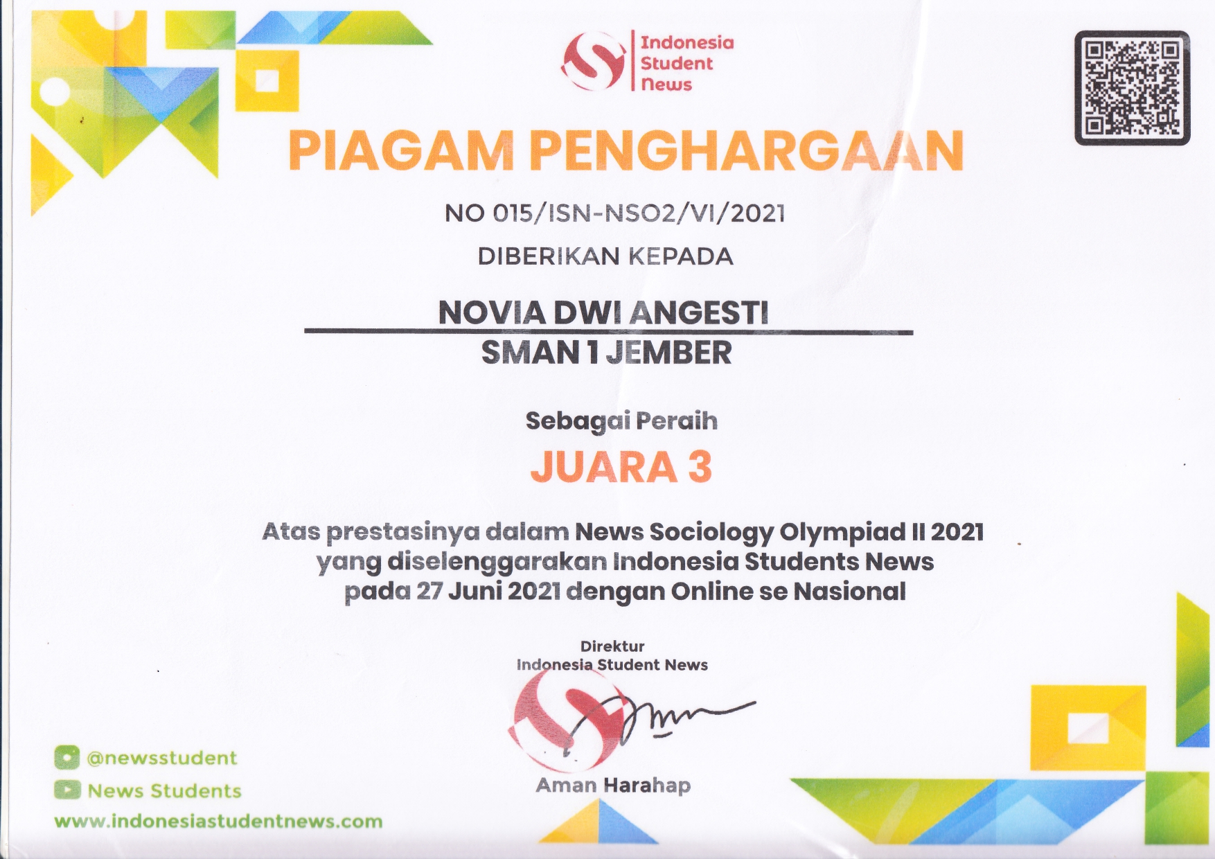 News Sociology Olympiad II 2021