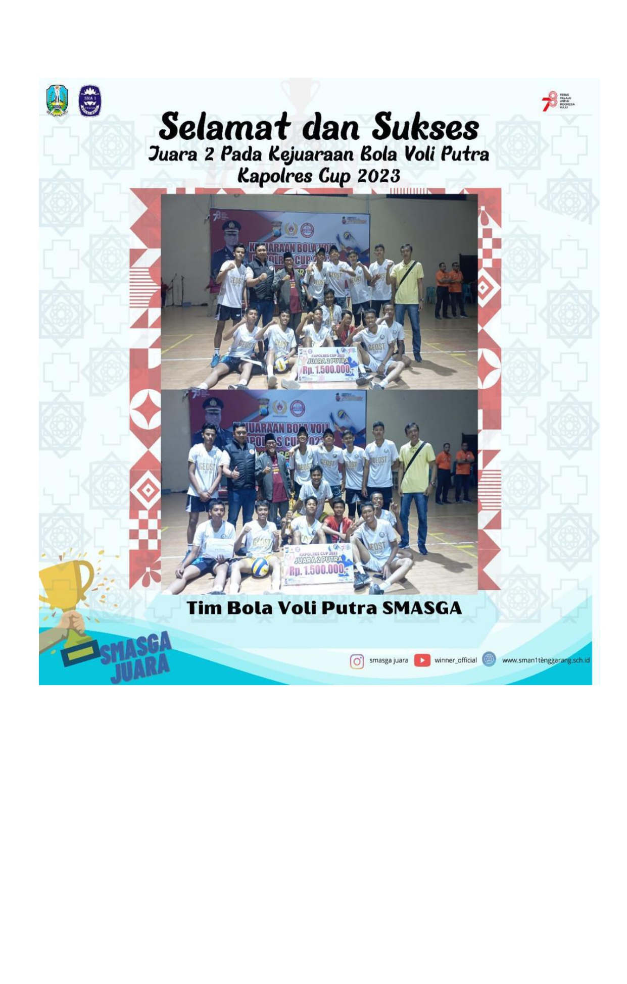 SMAN 1 TENGGARANG JUARA 2 VOLLY BALL KAPOLRES CUP 2023