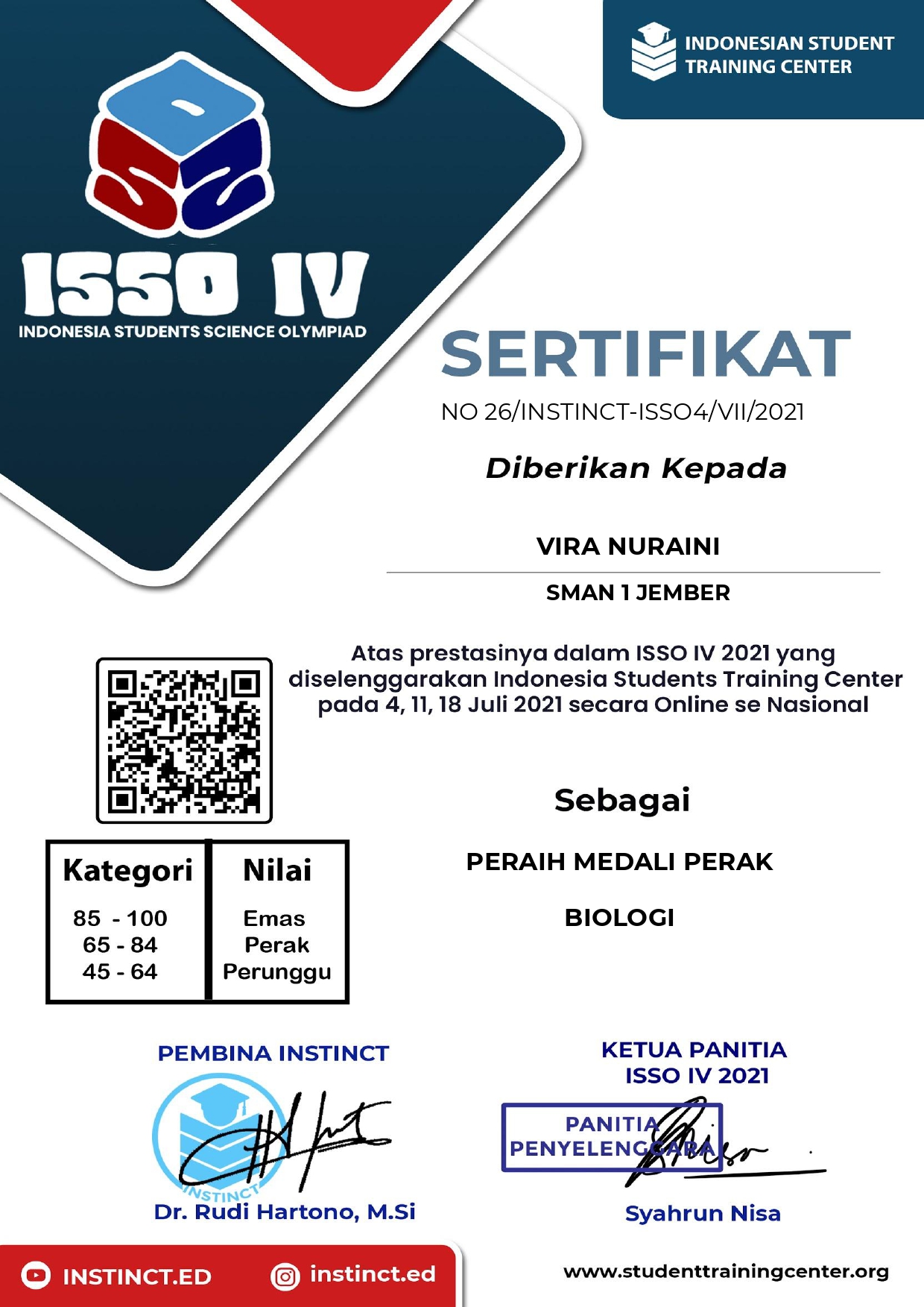 Indonesia Students Science Olympiad (ISSO) 4 Tahun 2021 Bidang Biologi