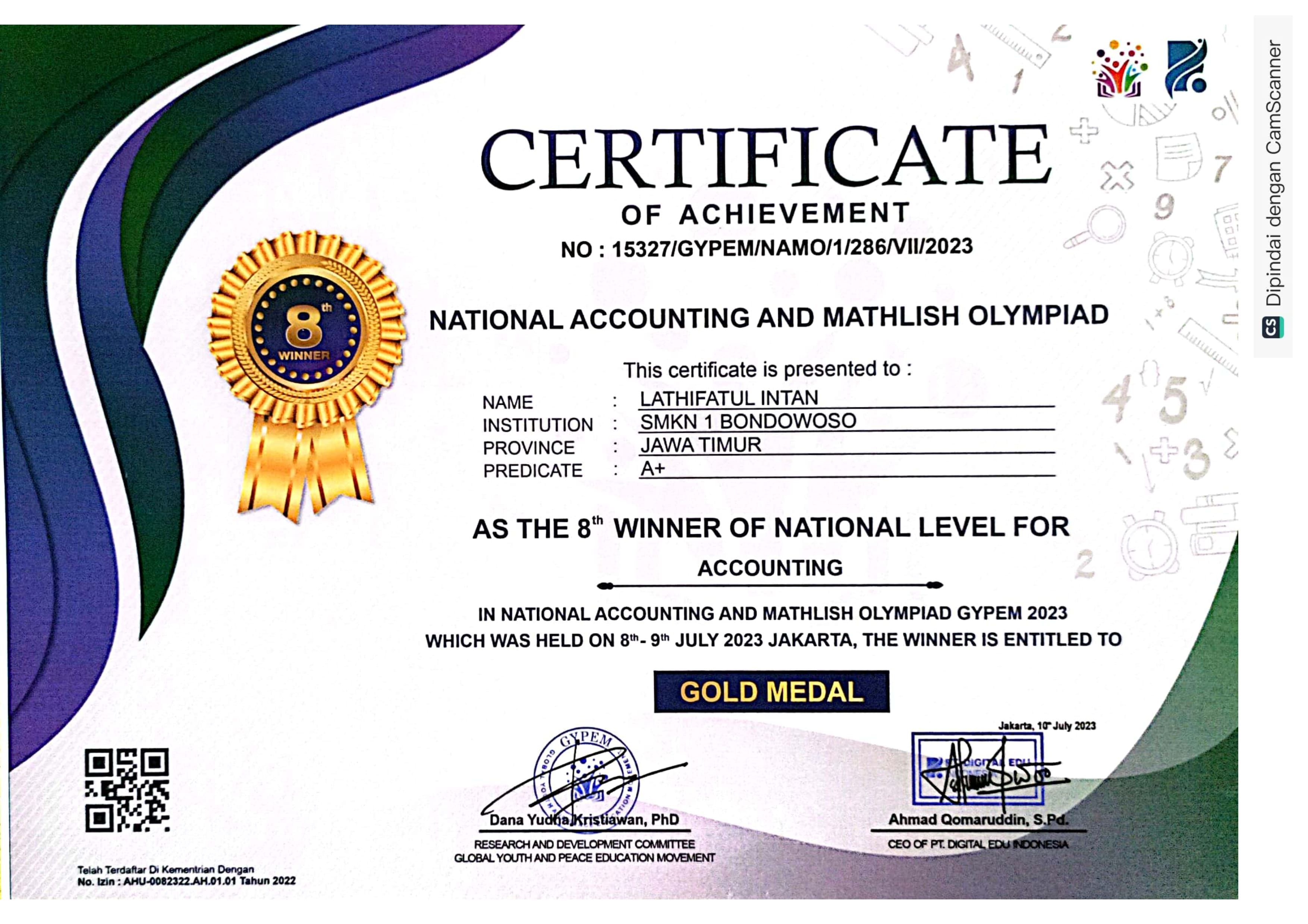 NATIONAL ACCOUNTING AND MATHLISH OLYMPIAD (ACCOUNTING)