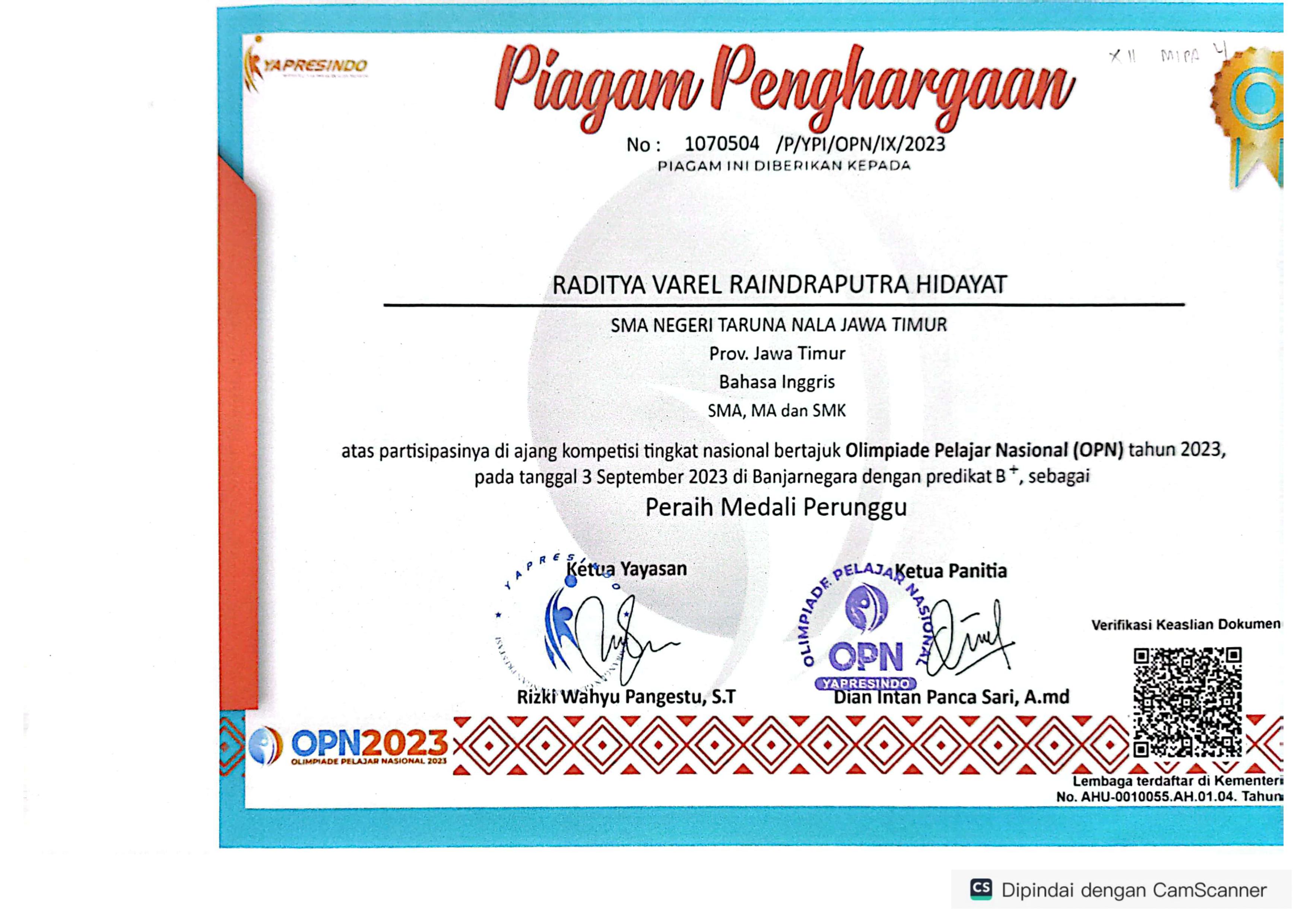 Olimpiade Pelajar Nasional (OPN) Bhs Inggris