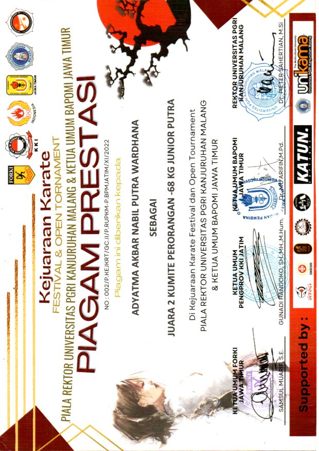 Festival dan Open Tournament Karate Piala Rektor Univ. Kanjuruhan Malang dan Ketum. Bapomi Jawa Timur