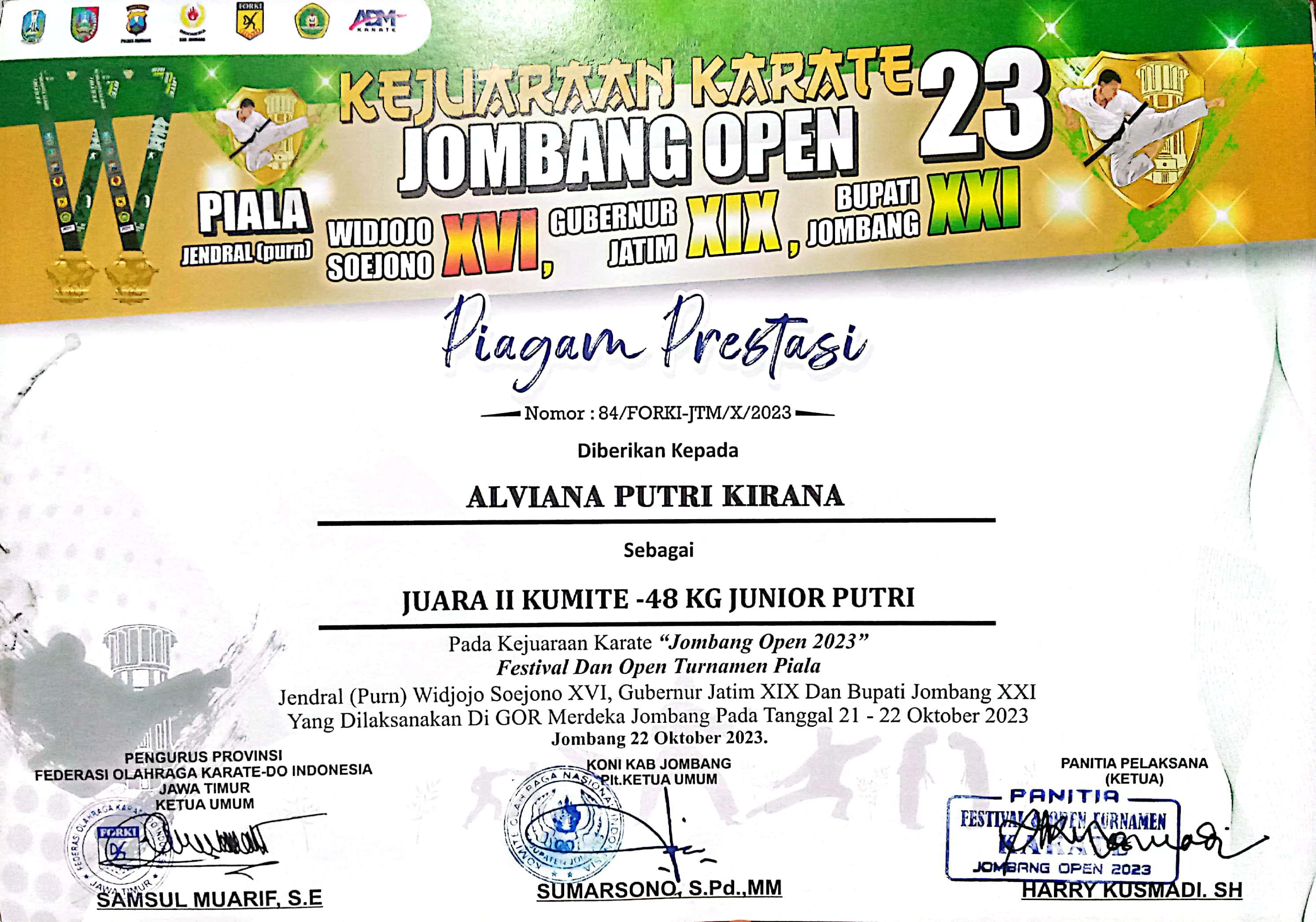 Kumite -48 Kg Junior Putri Kejuaraan Karate Jombang Open Turnamen 