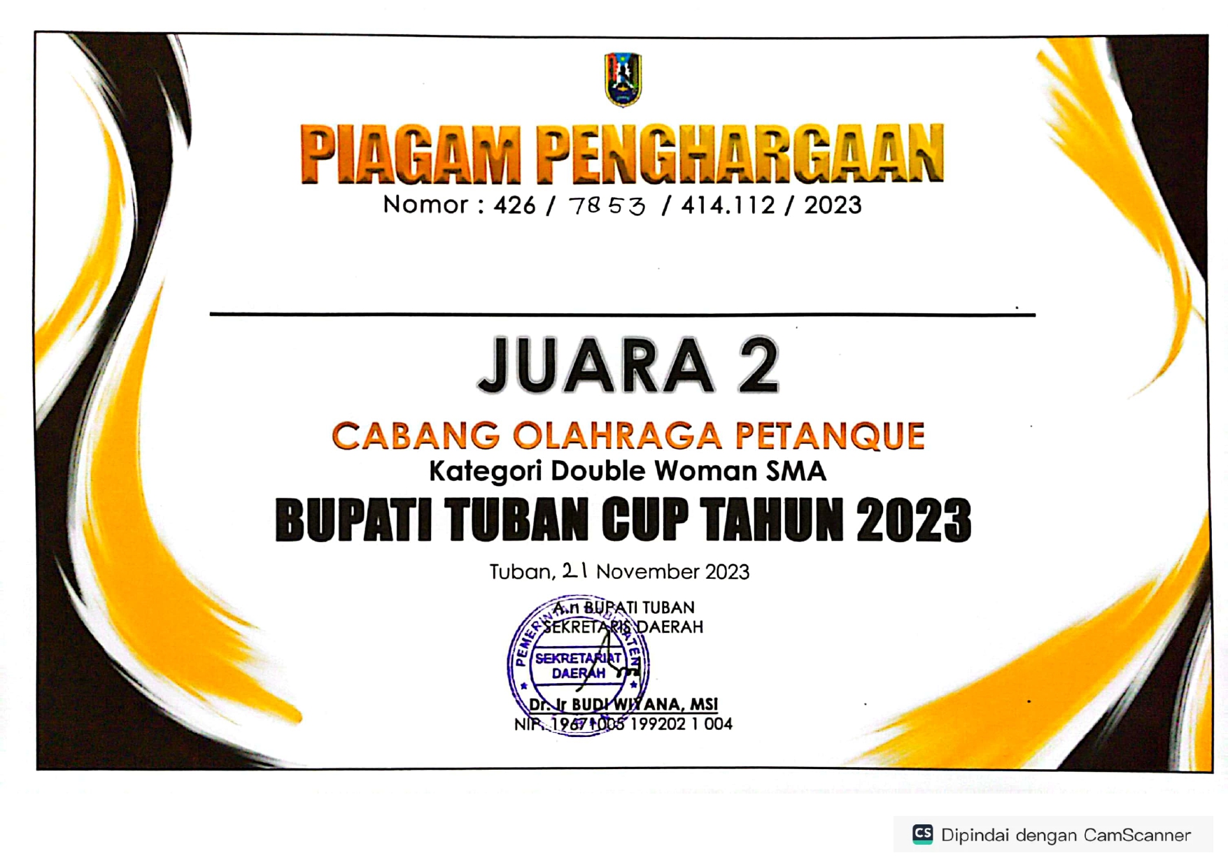 Cabang Olahraga Petanque kategori double woman SMA Bupati Cup Tahun 2023