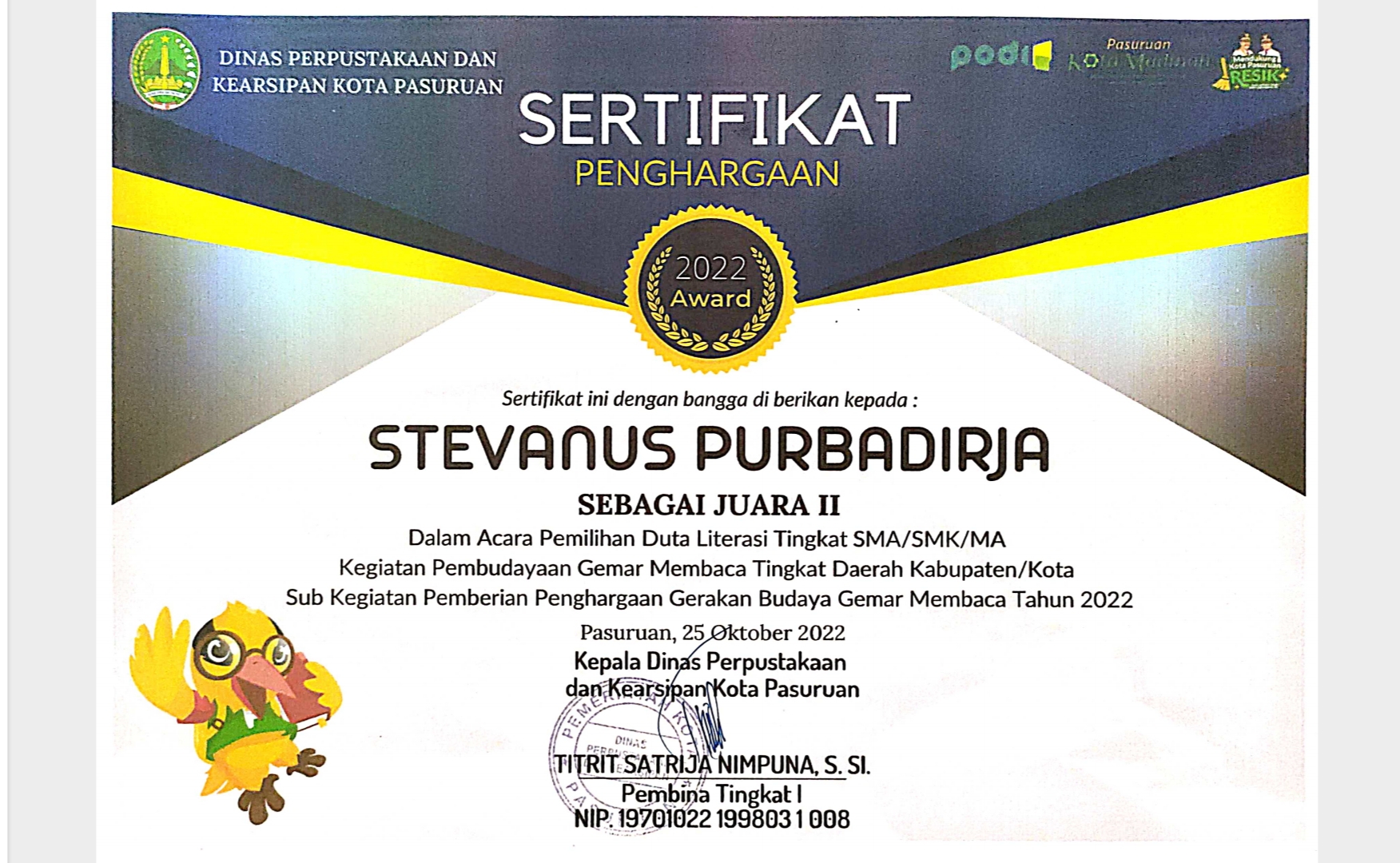 Pemilihan Duta Literasi SMA/SMK Kota Pasuruan