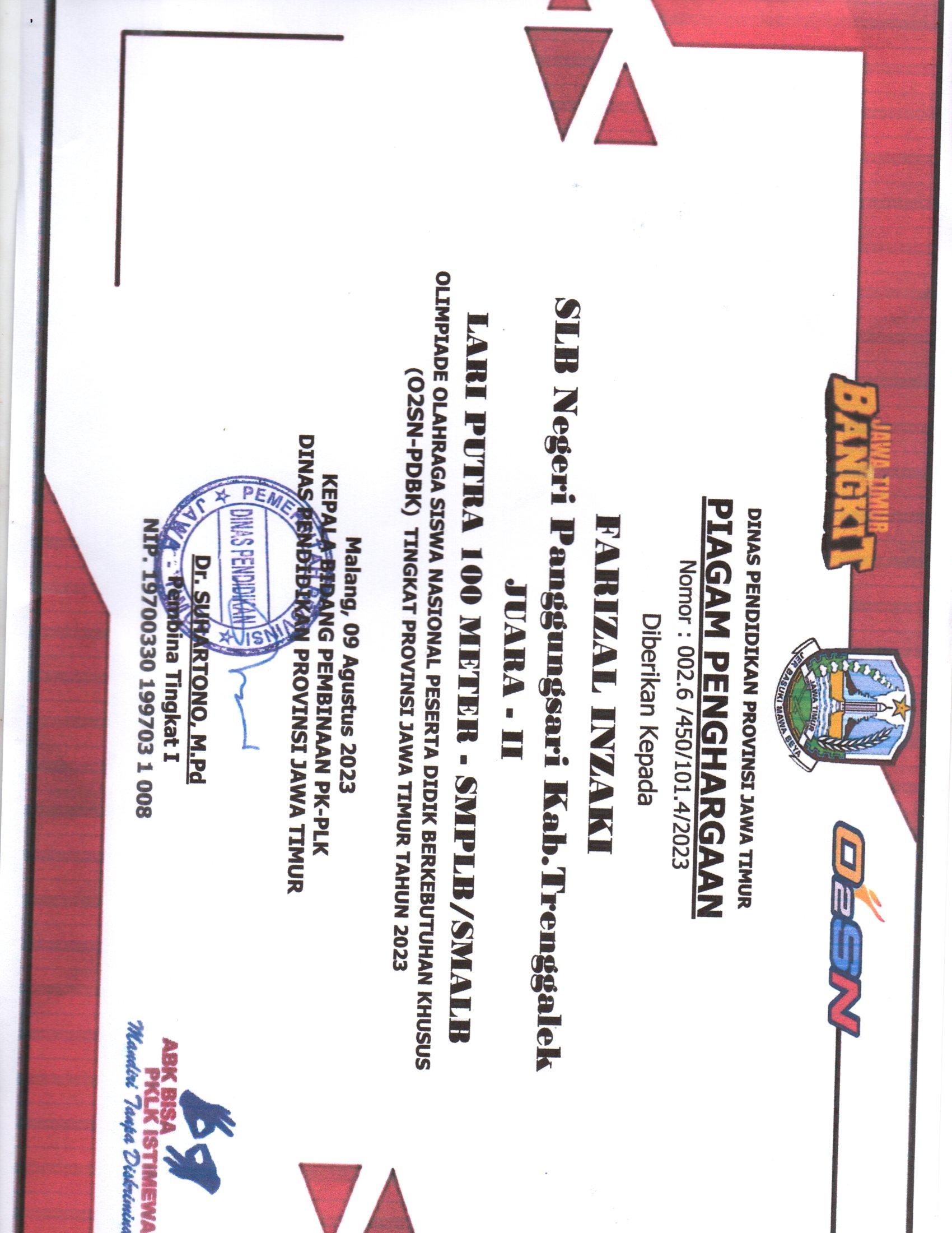 Lomba Lari 100 M Tingkat SMPLB/SMALB (O2SN-PDBK)