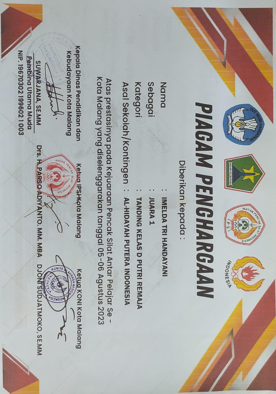 Kejuaraan Pencak Silat Antar Pelajar Se Kota Malang
