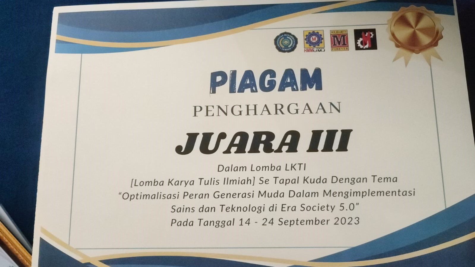 LOMBA KARYA TULIS ILMIAH SE TAPAL KUDA DENGAN TEMA OPTIMALISASI PERAN GENERASI MUDA DALAM MENGIMLEMENTASI SAINS DAN TEKNOLOGI DI ERA SOCIETY 5.0