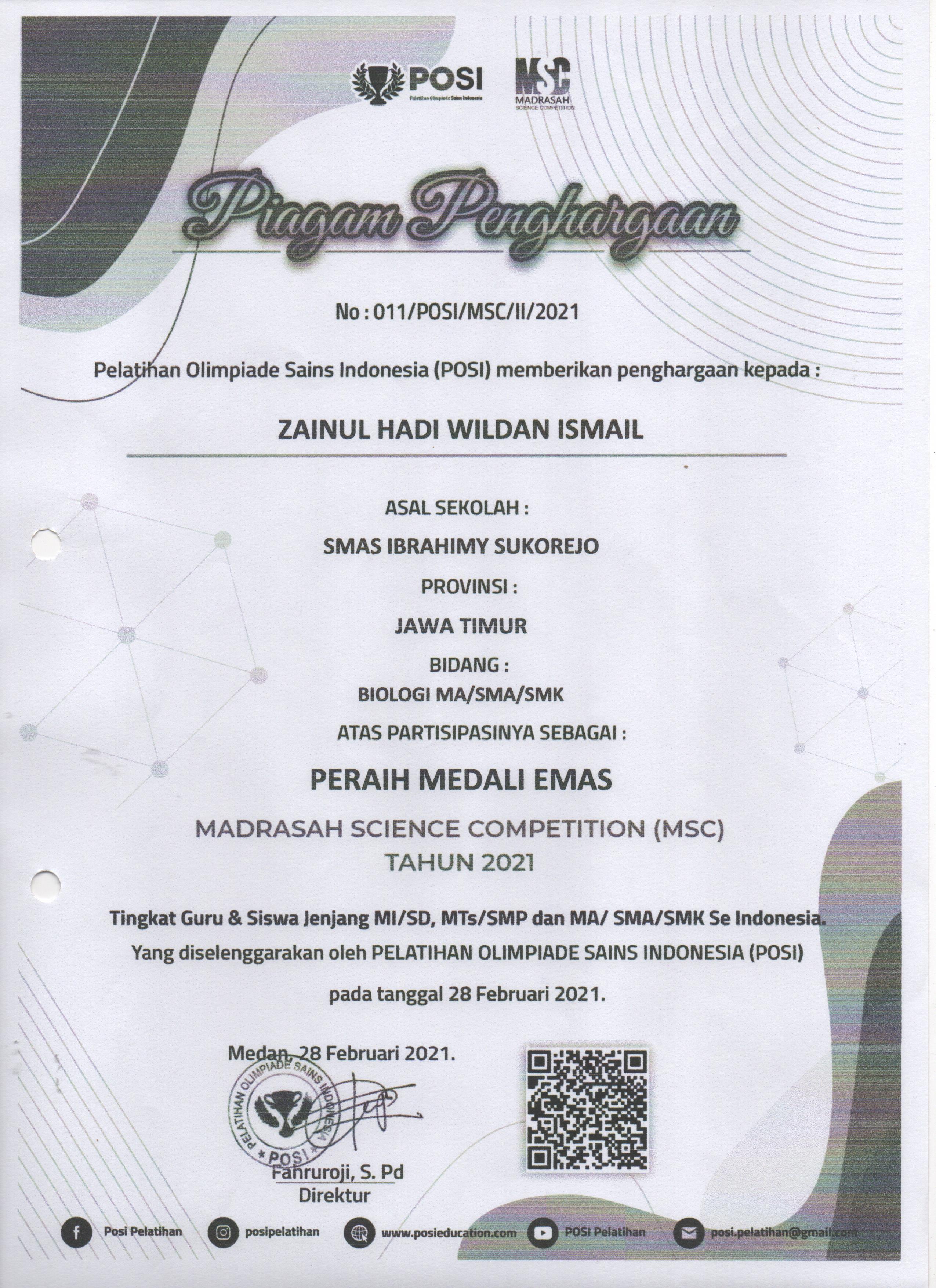 Madrasah Science Competition (MSC) Bidang BIOLOGI