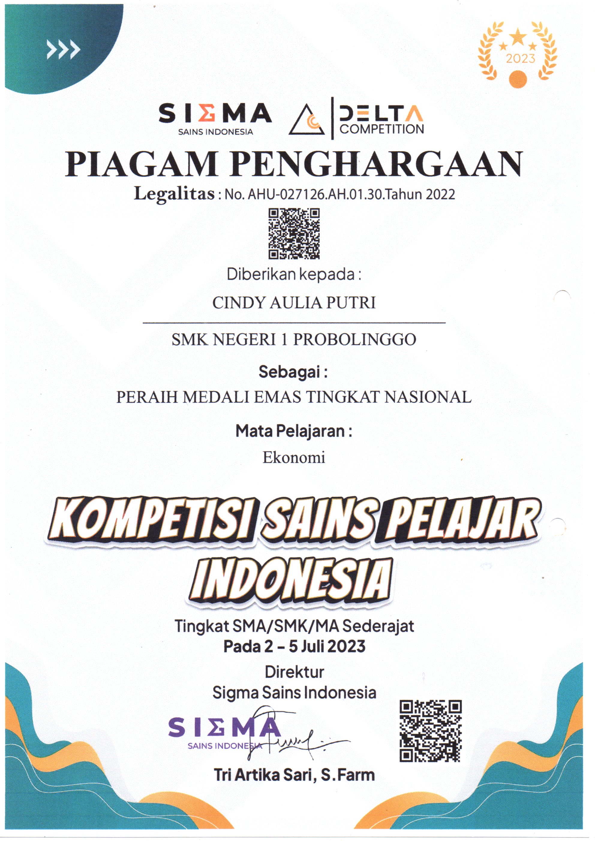 Kompetisi Sains Pelajar Indonesia, Mata Pelajaran Ekonomi