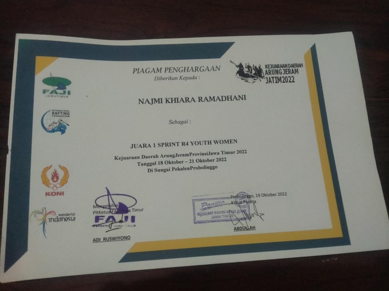 KEJUARAAN DAERAH ARUM JERAM PROVINSI JAWA TIMUR