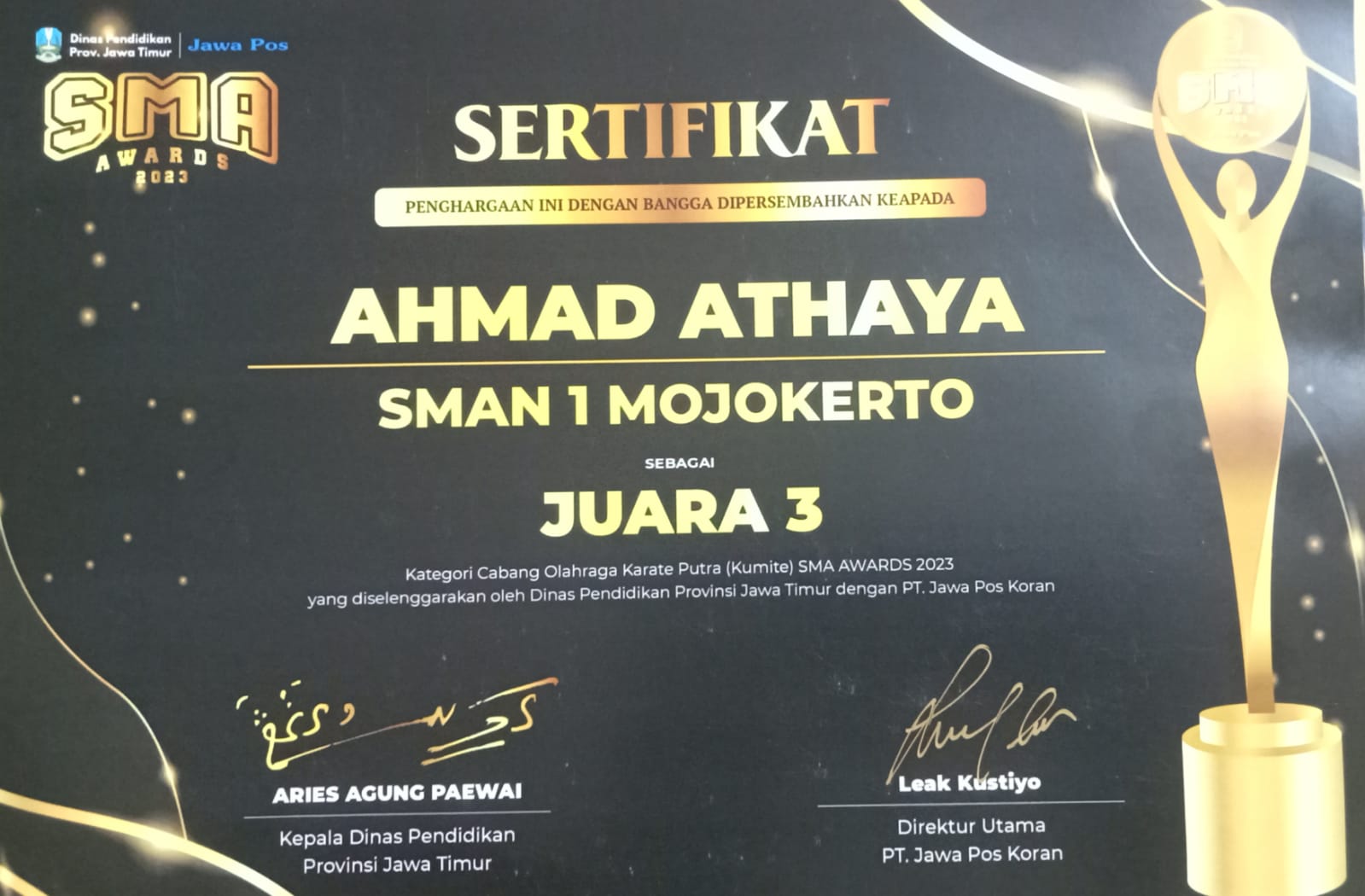 Kategori Cabang Olahraga Karate Putra (KUMITE) SMA AWARDS