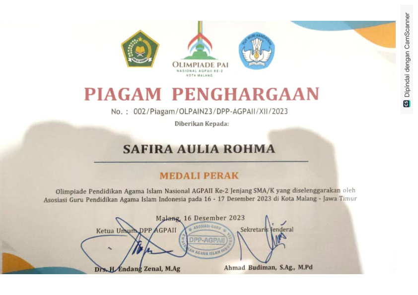 Juara 2 olimpiade pendidikan agama islam AGPAII