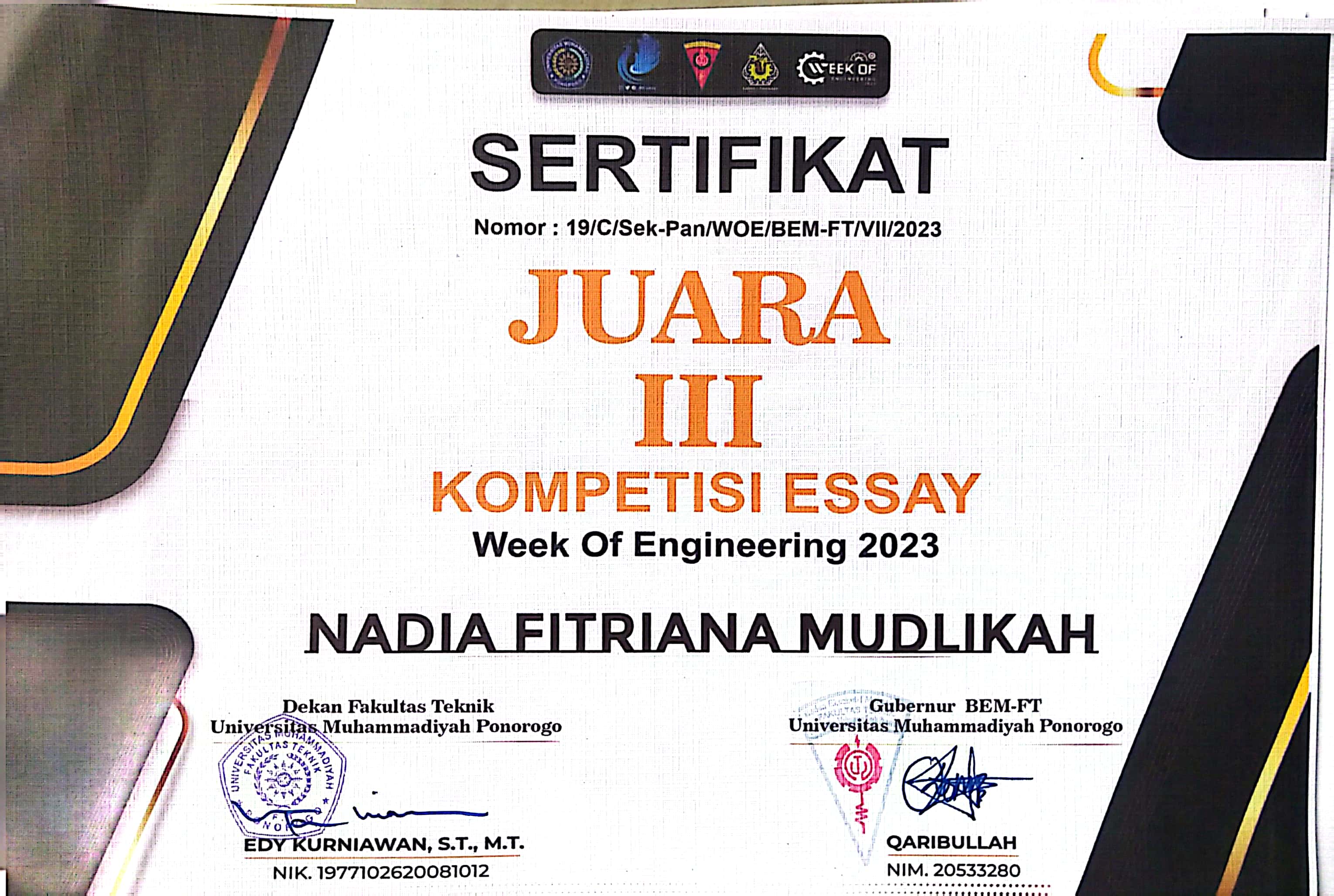 Kompetisi Essay Week Of Engineering 2023