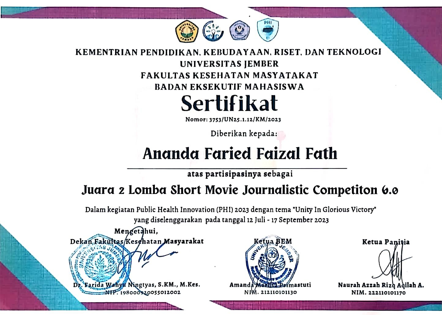 Juara 2 Short Movie Journalist Competition 6.0 