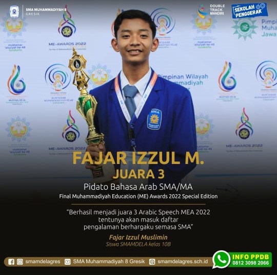 JUARA 3 PIDATO BAHASA ARAB SMA/MA FINAL MUHAMMADIYAH EDUCATION (ME) AWARDS 2022