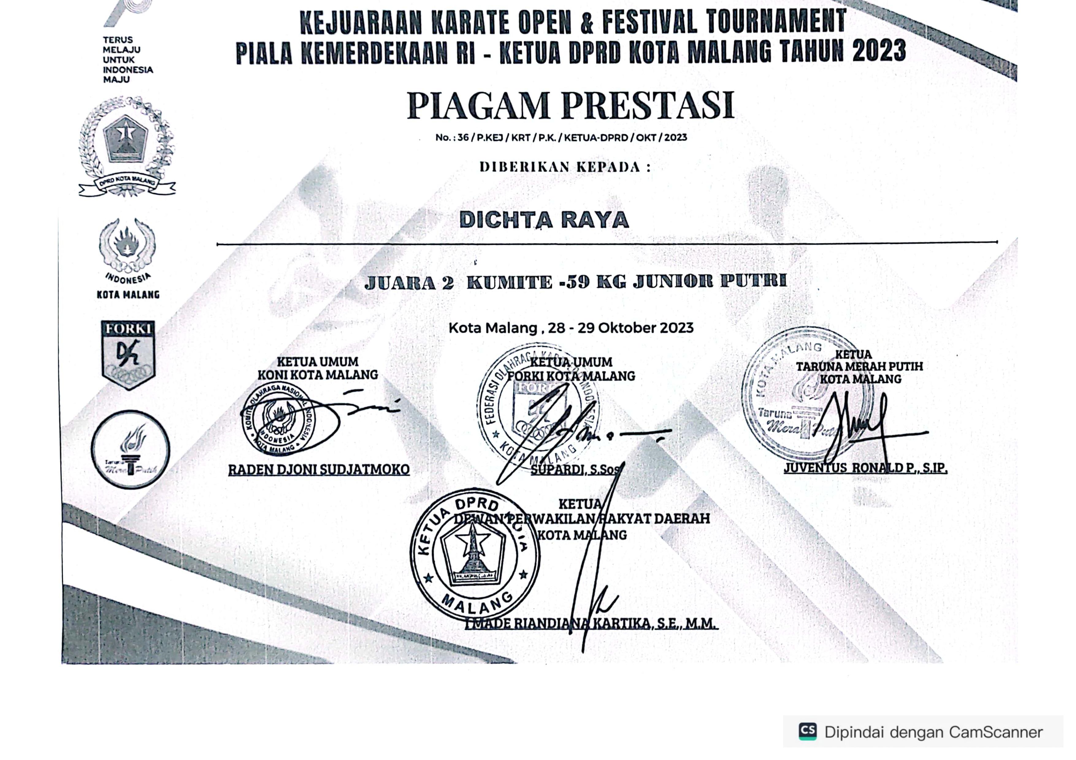 Kejuaraan Karate Open & Festival Tournament Piala Kemerdekaan RI