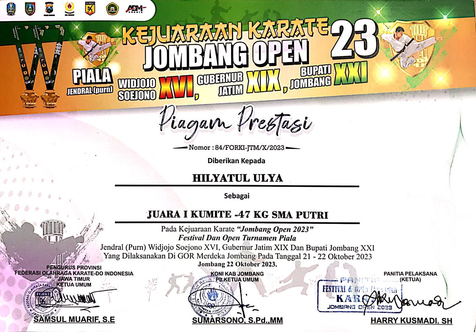 Kejuaraan Karate KUMITE -47 KG SMA PUTRI \