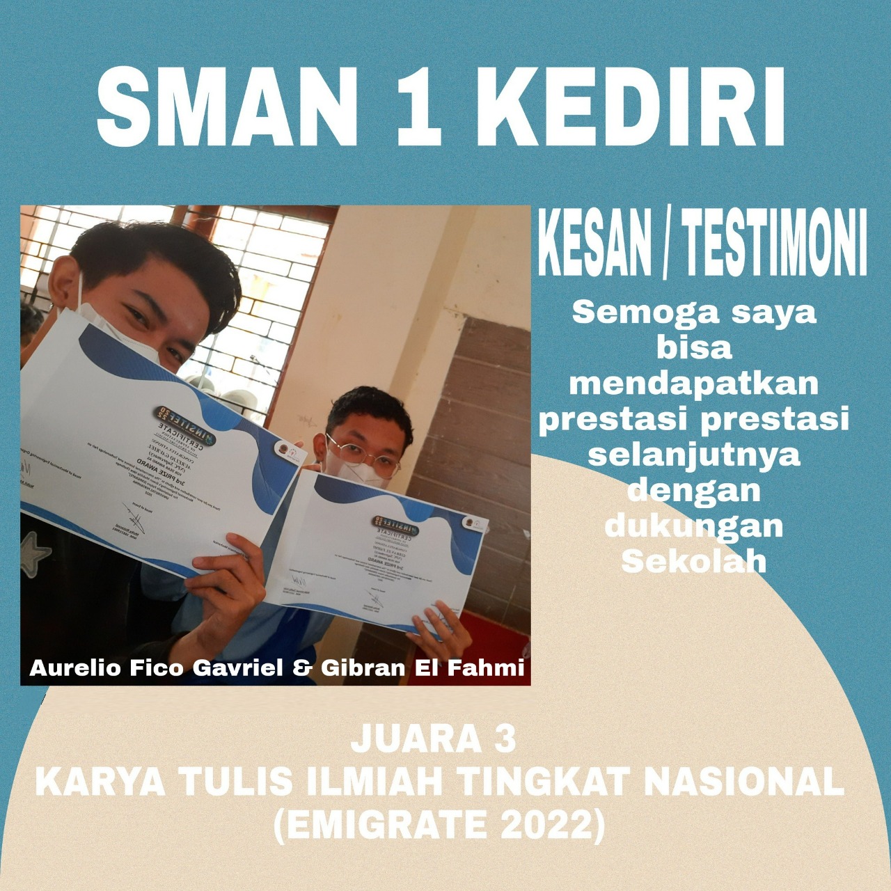 Juara 3 Karya Tulis Ilmiah Tingkat Nasional (EMIGRATE)