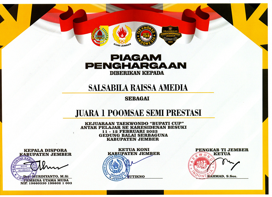 KEJUARAAN TAEKWONDO BUPATI CUP ANTAR PELAJAR SE KARESIDENAN BESUKI - KATEGORI POOMSAE SEMI PRESTASI