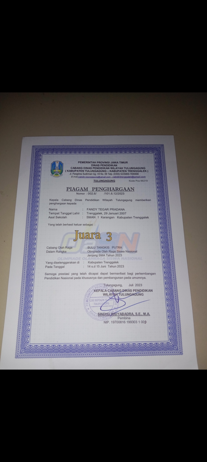 Olimpiade Olahraga Siswa Nasional Jenjang SMA Tahun 2023