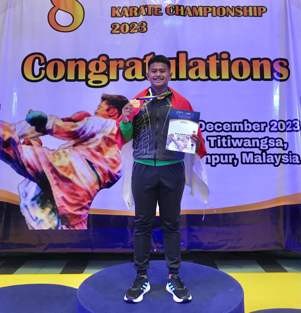 JUARA 3 KUMITE 84 KG U21 PA KEJUARAAN MALAYSIA  INTERNATIONAL KARATE CHAMPIONSHIP 2023