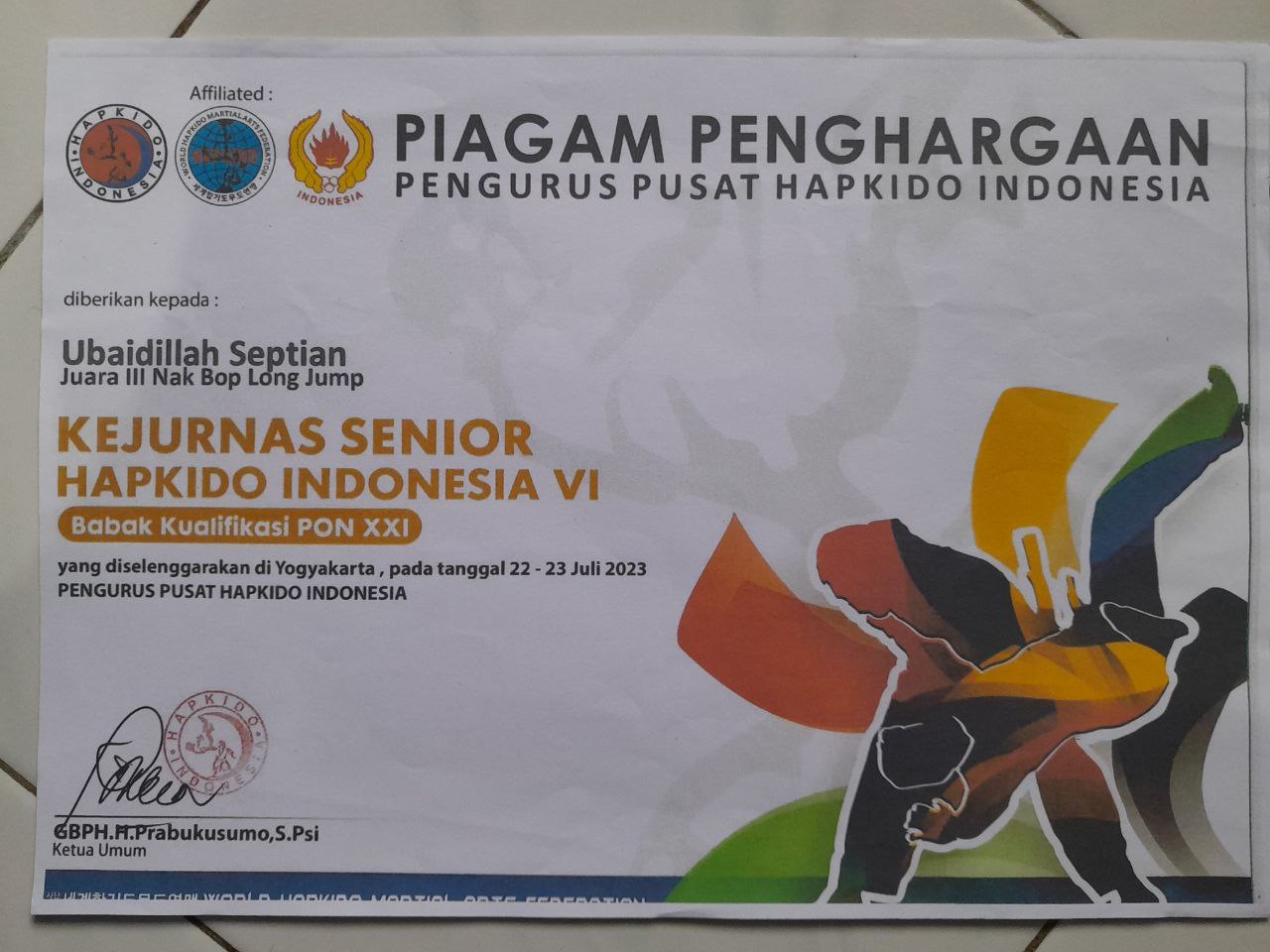 KEJURNAS SENIOR HAPKIDO INDONESIA VI BABAK KUALIFIKASI PON XXI