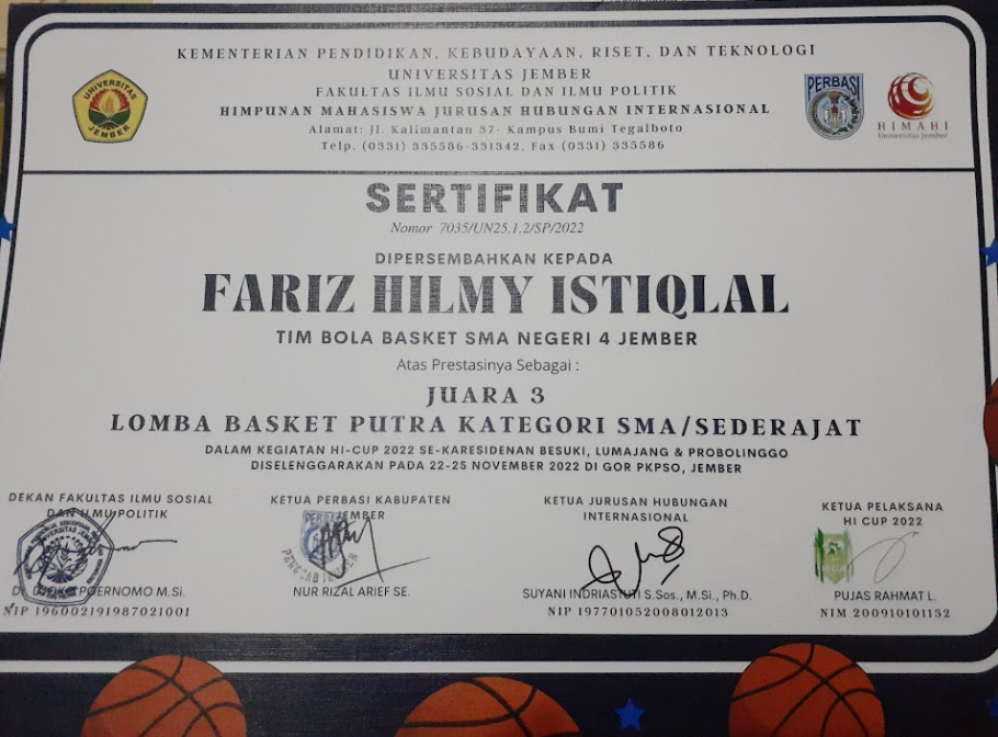 Lomba Basket Putra Kategori SMA/Sederajat dalam Kegiatan HI-Cup Se-Karisidenan Besuki, Lumajang dan Probolinggo