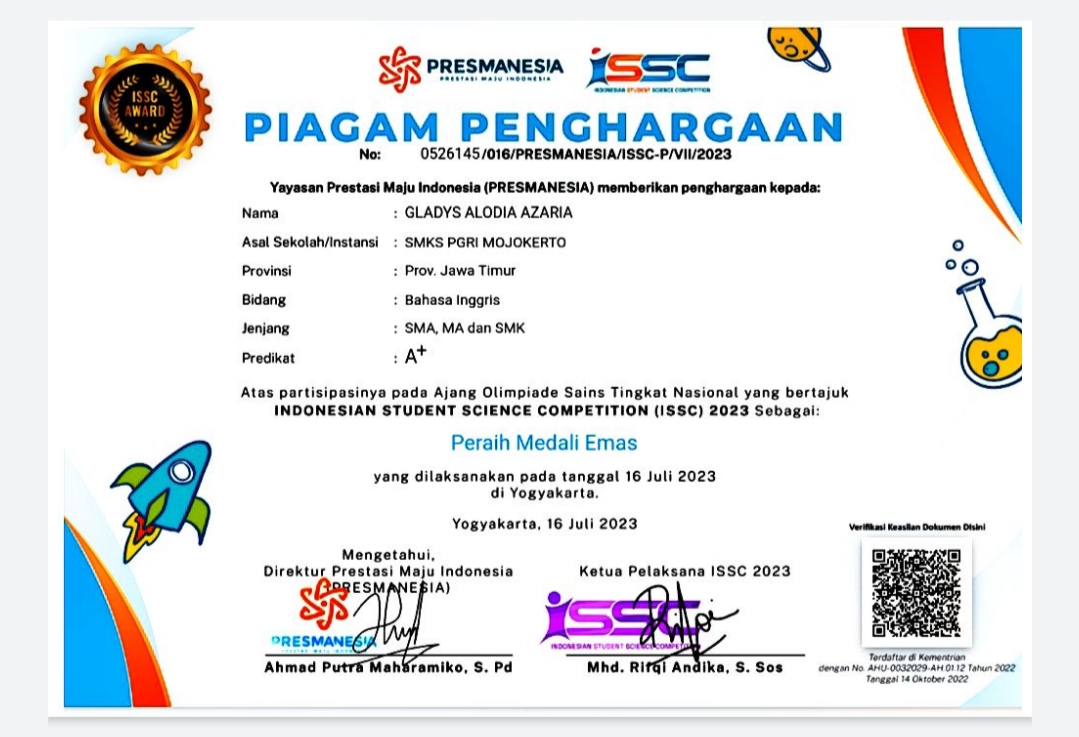 INDONESIAN STUDENT SCIENCE COMPETITION (ISSC) Bidang Bahasa Inggris 